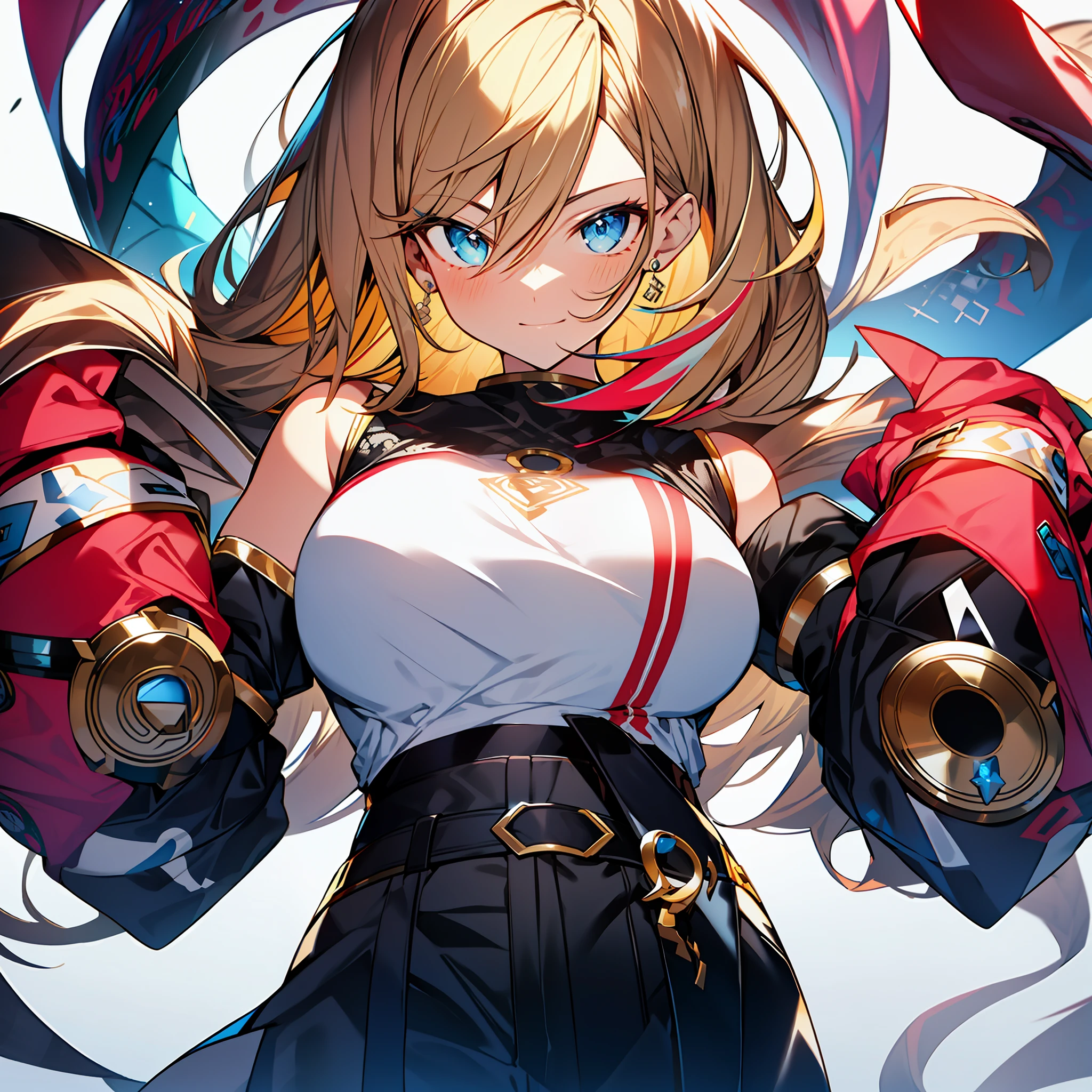 background, mixed-language_text, Japanese letters in graffit ,girls, long blonde hair, excellent lighting, sidelighting, (), vhsKeeper,, style GUILTY GEAR -STRIVE perfect ultimate (flat color: 1.3), (magazine_cover: 1.4), (multicolored_background: 1.3), bubblegum pink striped_background, card_background, :: comix style by joe madureira :: circular pieces of white metals glued to the ultra detailed arms coming out sparkling, , perfect and detailed,  ultra detailed shirt with abstract design and with Japanese letter print in graffit of the sides of the clothing, image of girls with big breast, fighting next to you with powerful dragons versus alien creature full of tentacles, with immersive effects, hover effect, background graffiti style tribal tattoo with vibrant colors "HDR ultra" detailed and with focus effect,  (masterpiece: 1.2, best quality), (beautiful eyes with huge eyelashes finely detailed: 1.2), , ((Solo)), (Finely detailed eyes and detailed face:1.3), in various full-body attack poses, (cute background: 1.2),futuristic costume, super detailed circular metals Clinging to arms and pants, fantastic paintings