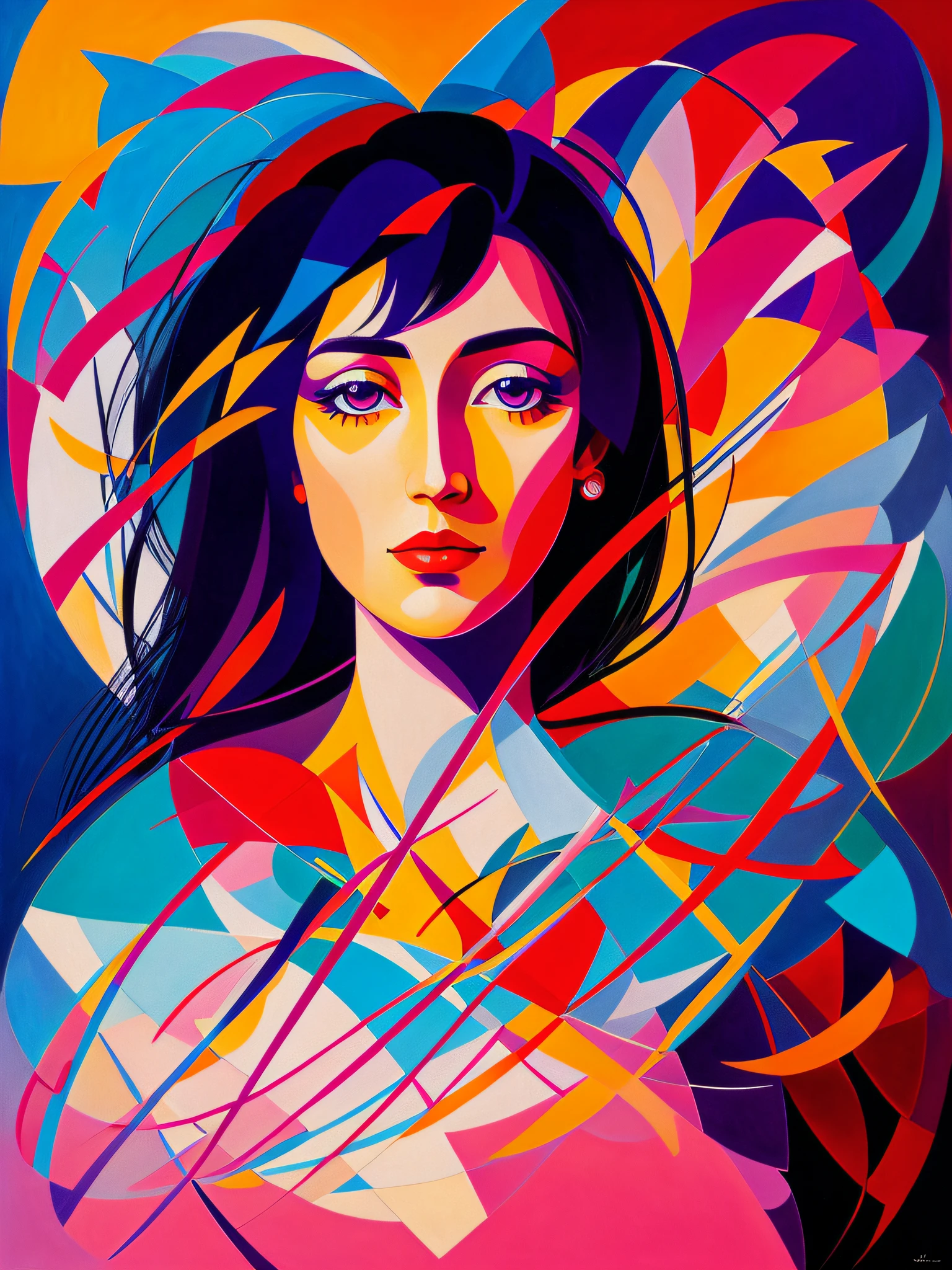 (art by kandinsky:0.5), sharp image, 8k, rim light, poster, hdr, detailed, woman, surrealism