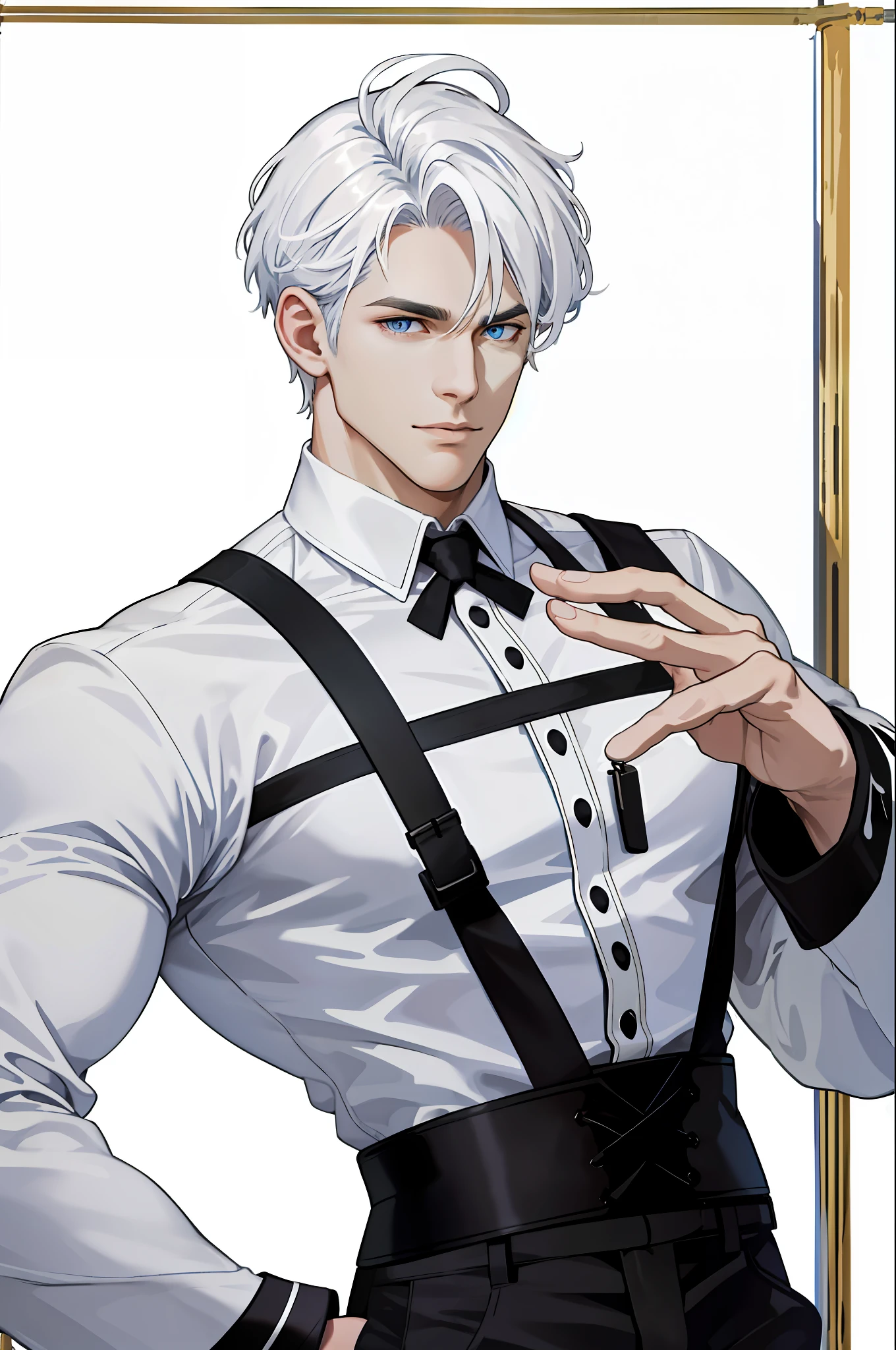 realistic, (absurdres, highres, ultra detailed), 1 male, solo, mature, high muscular face, broad shoulders, handsome, very short hair, white hair, ointment, blue eyes, angular jaw, thick neck, thick eyebrows, night, dark, night view from the bottom of hell, white costumes, upper body, angelic figure, huge black wings on the back,