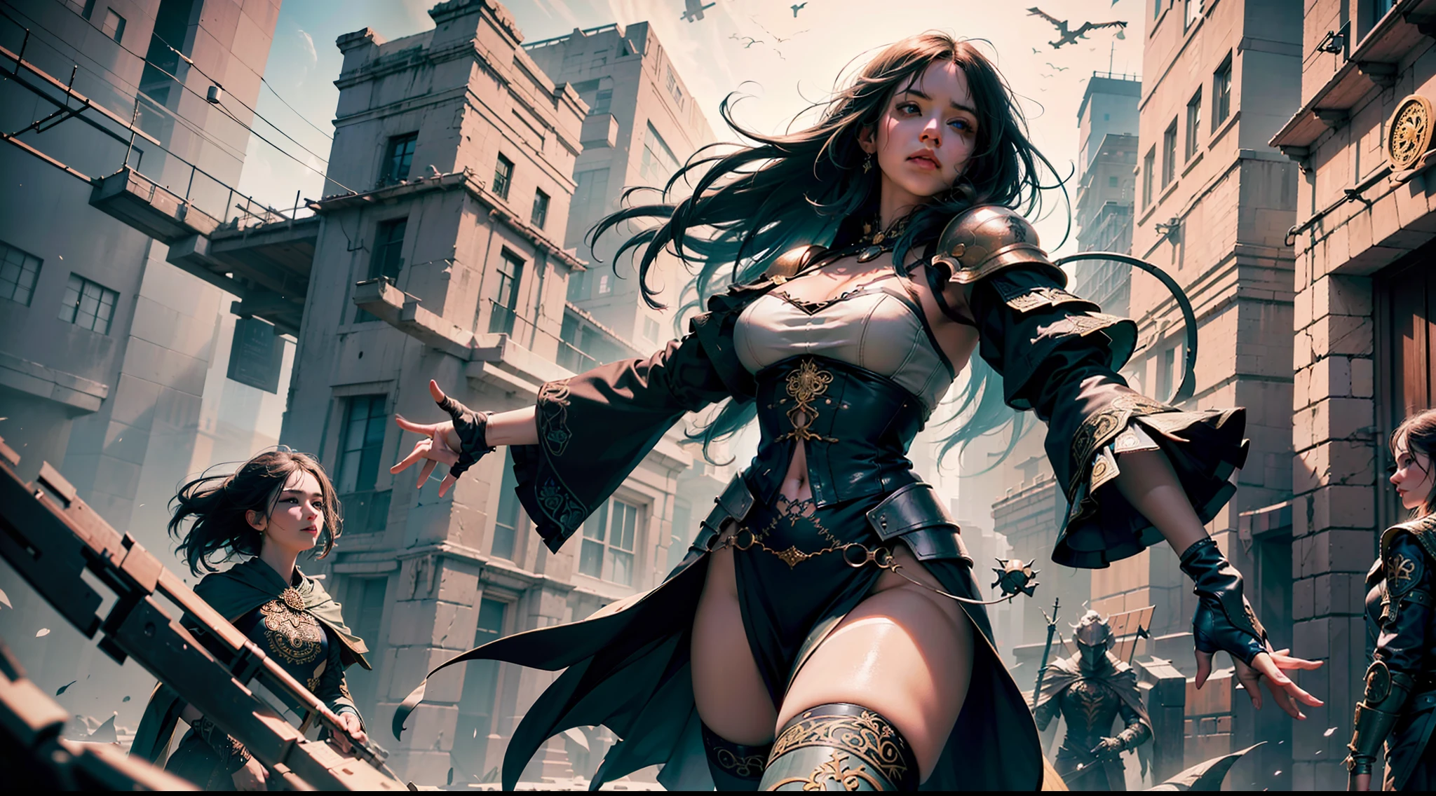 ((best quality)), ((masterpiece:1.2)), (extremely detailed:1.1), (8k, high quality, cinematic, hyper realistic, illustration), (autodesk maya, octane render, unreal engine, game character, ray tracing, hdr), (35mm focal length, f/2 aperture, dynamic perspective, depth of field),(1girl, dynamic angle), the most beautiful form of chaos, a brutalist designed, vivid colours, (zentangle, mandala, tangle, entangle), (fractal art), silk web, 3d, realistic, CG, 3D model, beautiful, elegant, confident, (hdri, bloom, rim lighting, soft lighting, low key), delicate\(armor\) wizard robe
