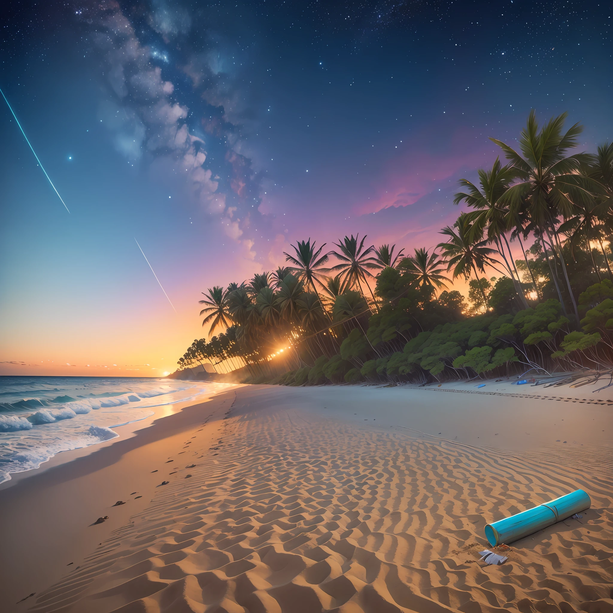 Beach, marijuana and money plantation, lots of smoke and a very starry and psychedelic sky, stars written "House Play" --auto --s2