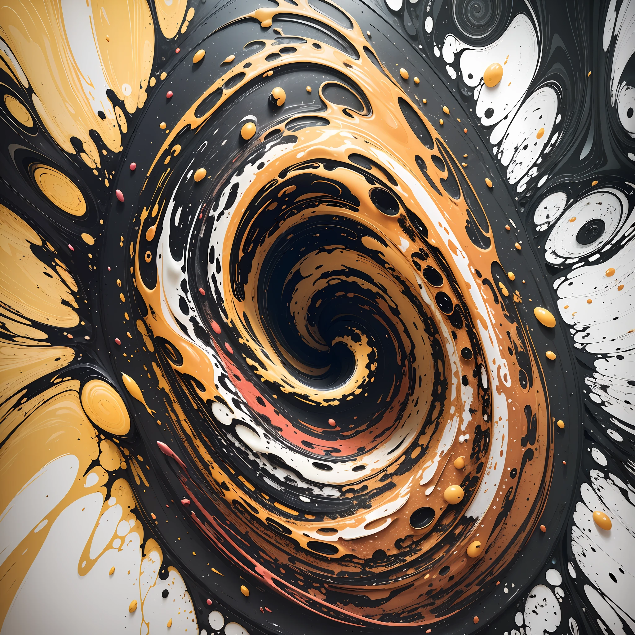 abstract background of fluid painting with a yellow swirl and cylindrical cells 3D, brown, ochre, white and gold, fluid abstract art drained liquid, intricate fluid neon paint, fluid painting of phosphoric and very bright liquid marble, vibrant acrylic art abstract liquid, colorful swirls of paint, gold marbled paper background, swirling liquids, bright marbled neon effect,  spilled paint art, paint swirls, paint spill aesthetics --auto --s2