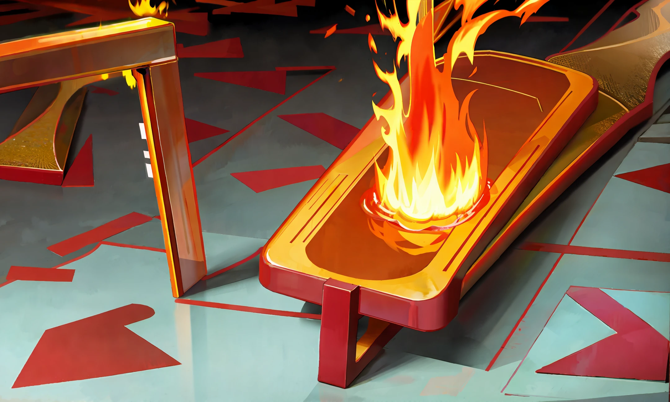 A big flame forming the letter T