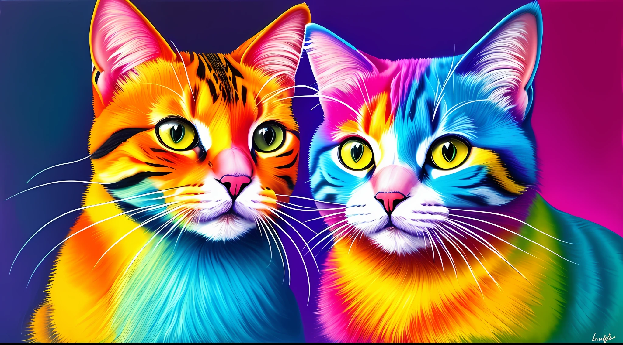 a painting of a cat with a colorful design on it, beautiful neon cats, portrait of a lisa frank, a painting of a cat, painting of a cat, cat design, in a painting of a cat, full of colors and rich details, detailed cat, by Lisa Frank, beautiful, lisa - frank, alex cat gray, colorful and psychedelic