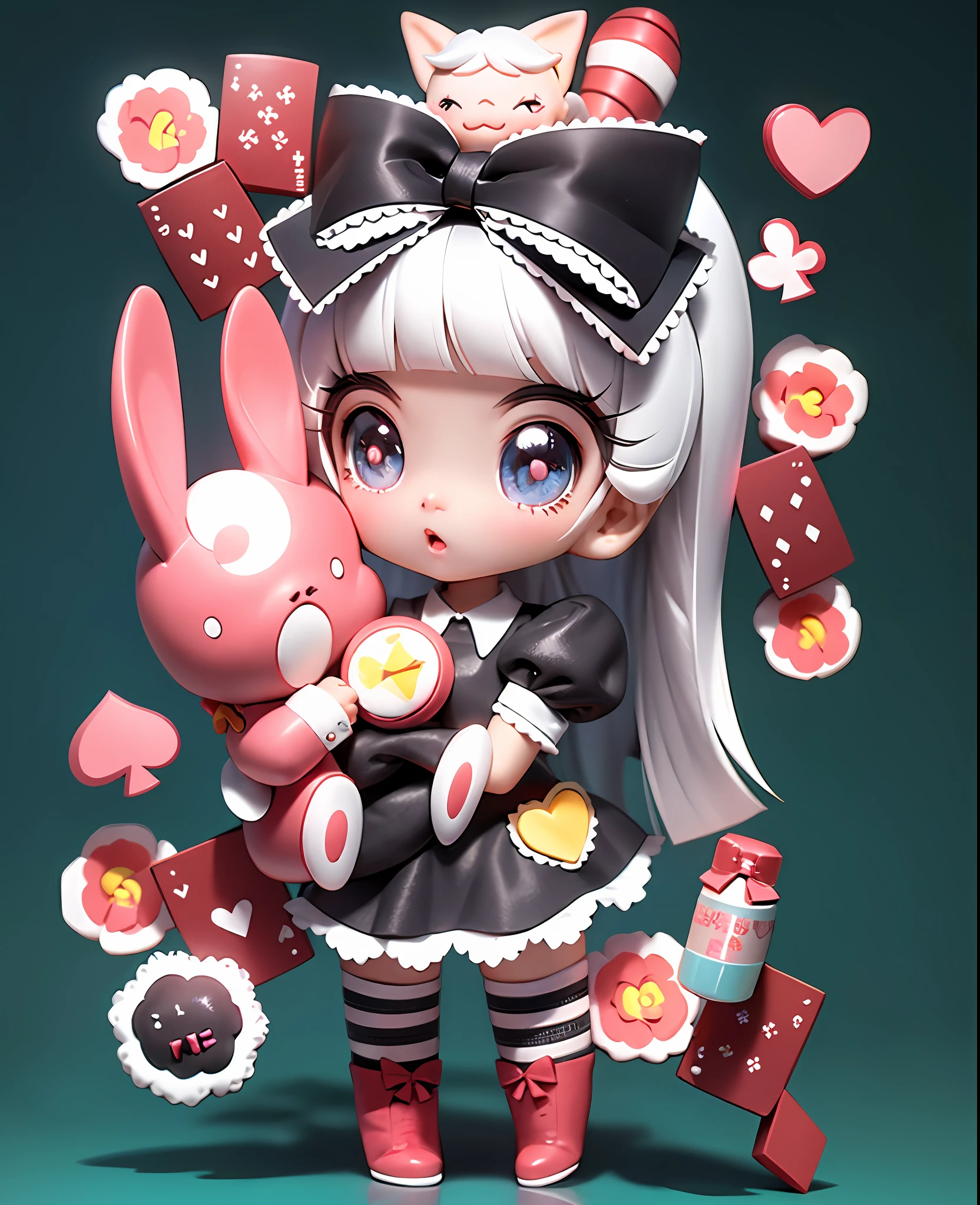 Masterpiece, Best Quality, Official Art, 8k Wallpaper, Very Detailed, Illustration, 1 Girl, White Hair, Beautiful Eyes, Super Cute Girl Full Body 3D Drawing, Good Looking Eyes, Big Eyes, Cute, Happy, C4D, Pop Matt Blind Box, Glow Bubble, Toy, Solid Color Background, Chibi, Fluorescent Translucence, Glow Body, Kawaii, Doll, Pop Mart Blind Box, Pixar, Intricate Details, 3D Rendering, Blender, OC Renderer, Fol Body reference sheet,dribble,high details,8k,studio lighting,loli,petite,child,chibi ,