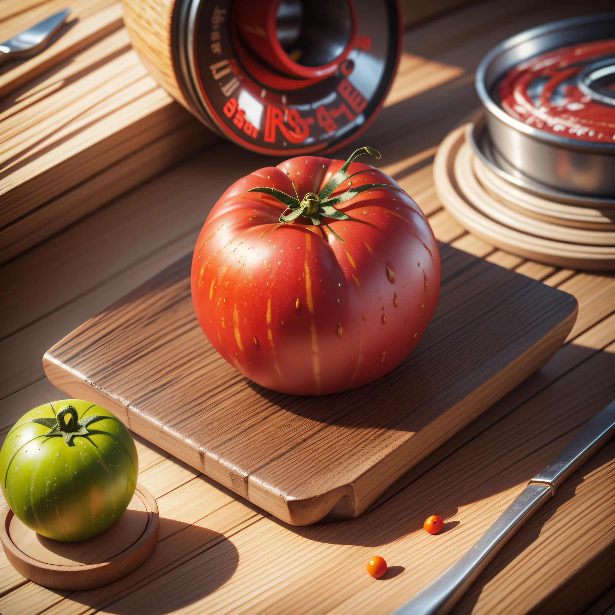 a tomato on top of a table, hyper realistic digital paint spray, colorful hyper realism, amazing food illustration, tomato blender, amazing food photography, hyper realistic oil painting, hyper realistic color photo, ultra realistic oil painting, realistic colorful photography, hyper realistic oil painting, hyper realistic oil painting, beautiful 3d render, hyper realistic digital painting --auto --s2