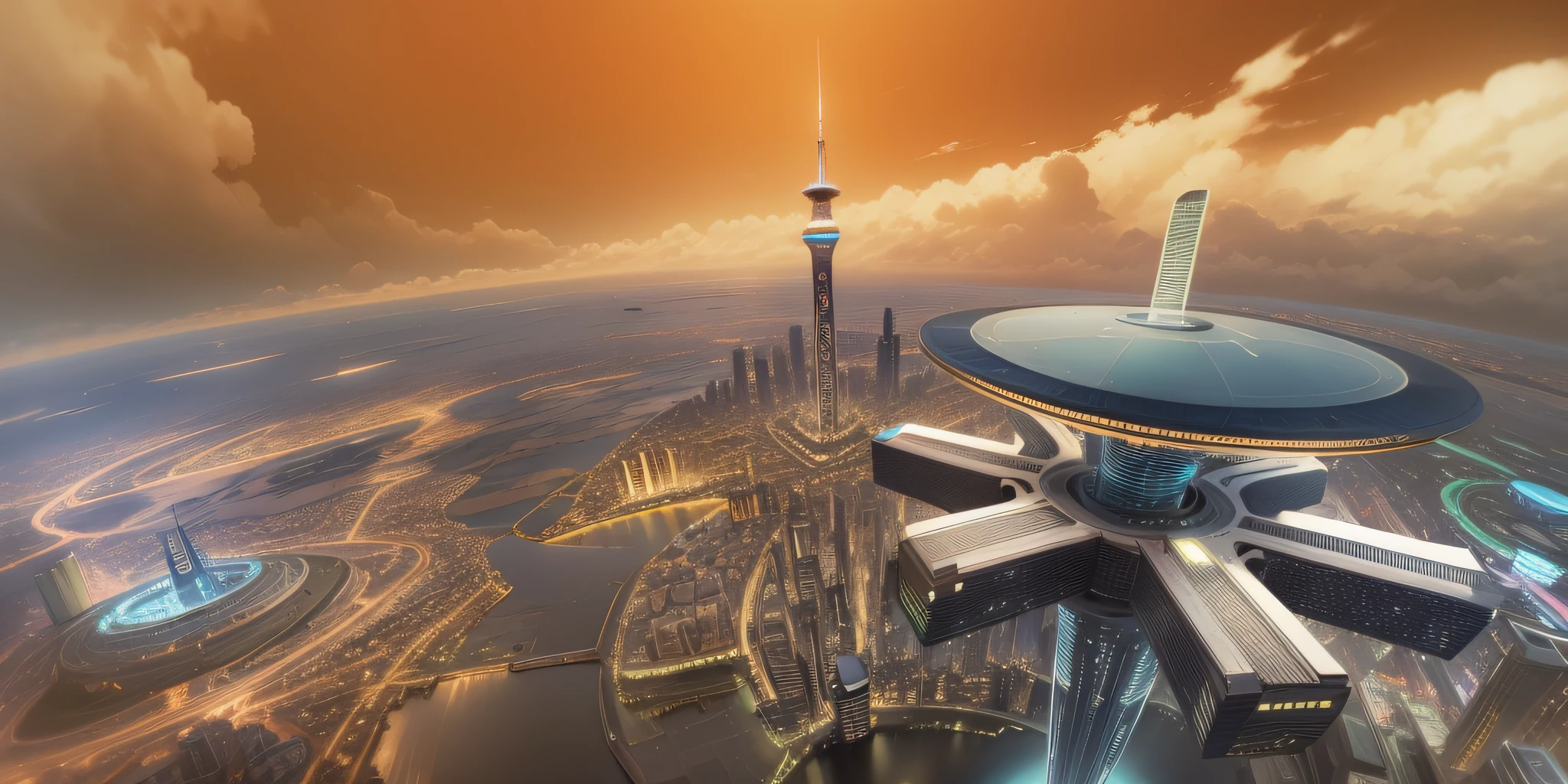 tower sky high future city far low view --auto --s2