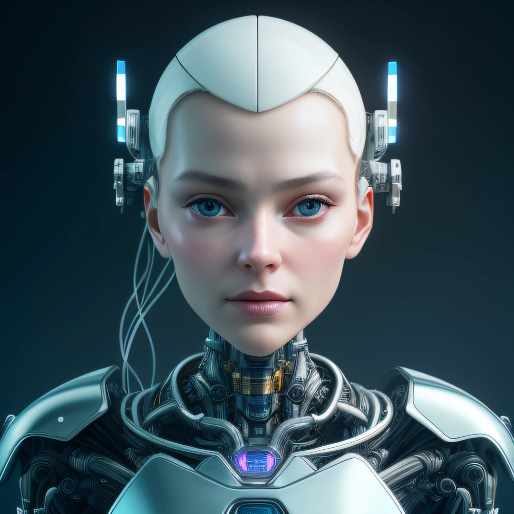complex 3d render ultra detailed of a beautiful porcelain profile woman android face, cyborg, robotic parts, 150 mm, beautiful studio soft light, rim light, vibrant details, luxurious cyberpunk, lace, hyperrealistic, anatomical, facial muscles, cable electric wires, microchip, elegant, beautiful background, octane render, H. R. Giger style, 8k, best quality, masterpiece, illustration, an extremely delicate and beautiful, extremely detailed ,CG ,unity ,wallpaper, (realistic, photo-realistic:1.37),Amazing, finely detail, masterpiece,best quality,official art, extremely detailed CG unity 8k wallpaper, absurdres, incredibly absurdres, robot, silver halmet, full body, sitting
