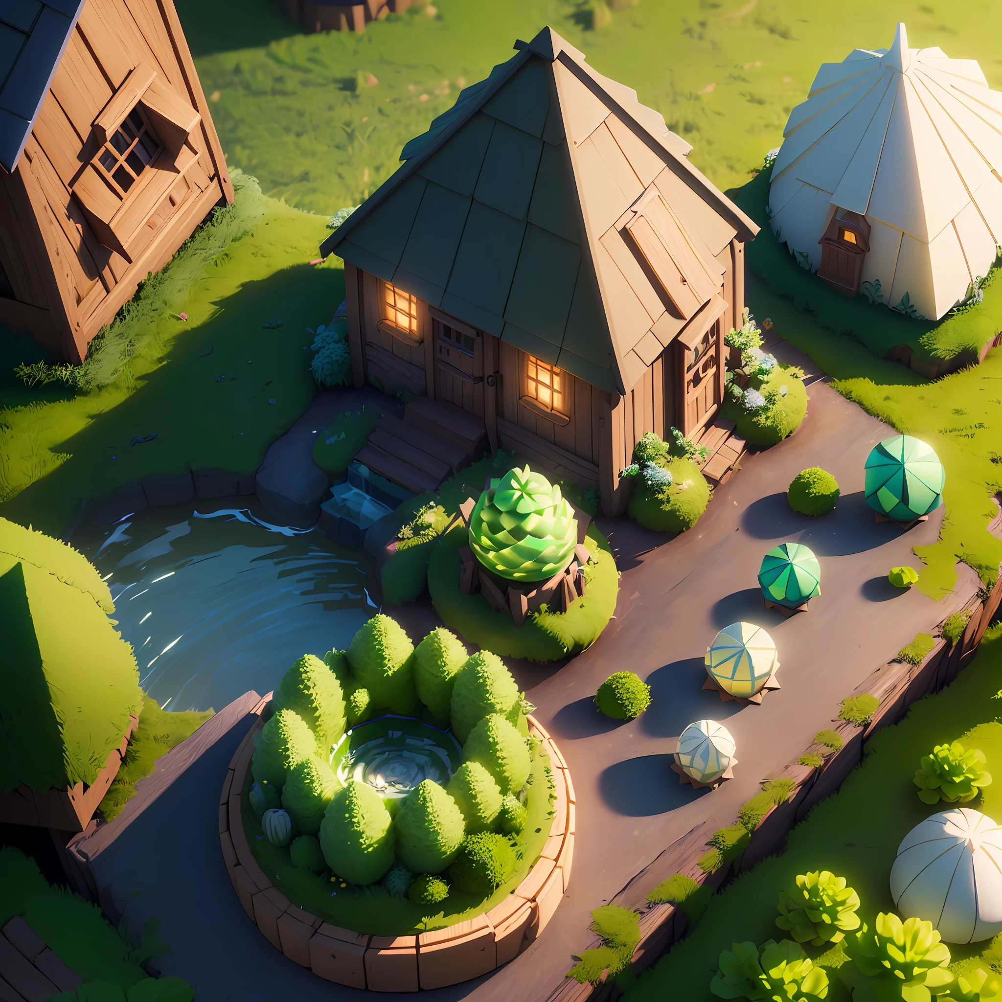 (isometric 3D),(masterpiece), (extremely detailed CG unity 8k wallpaper), (best quality), (best illustration), (best shadow),
a cute ,A round turnip hut covered with moss
,octane render,ray tracing,ultra detailed