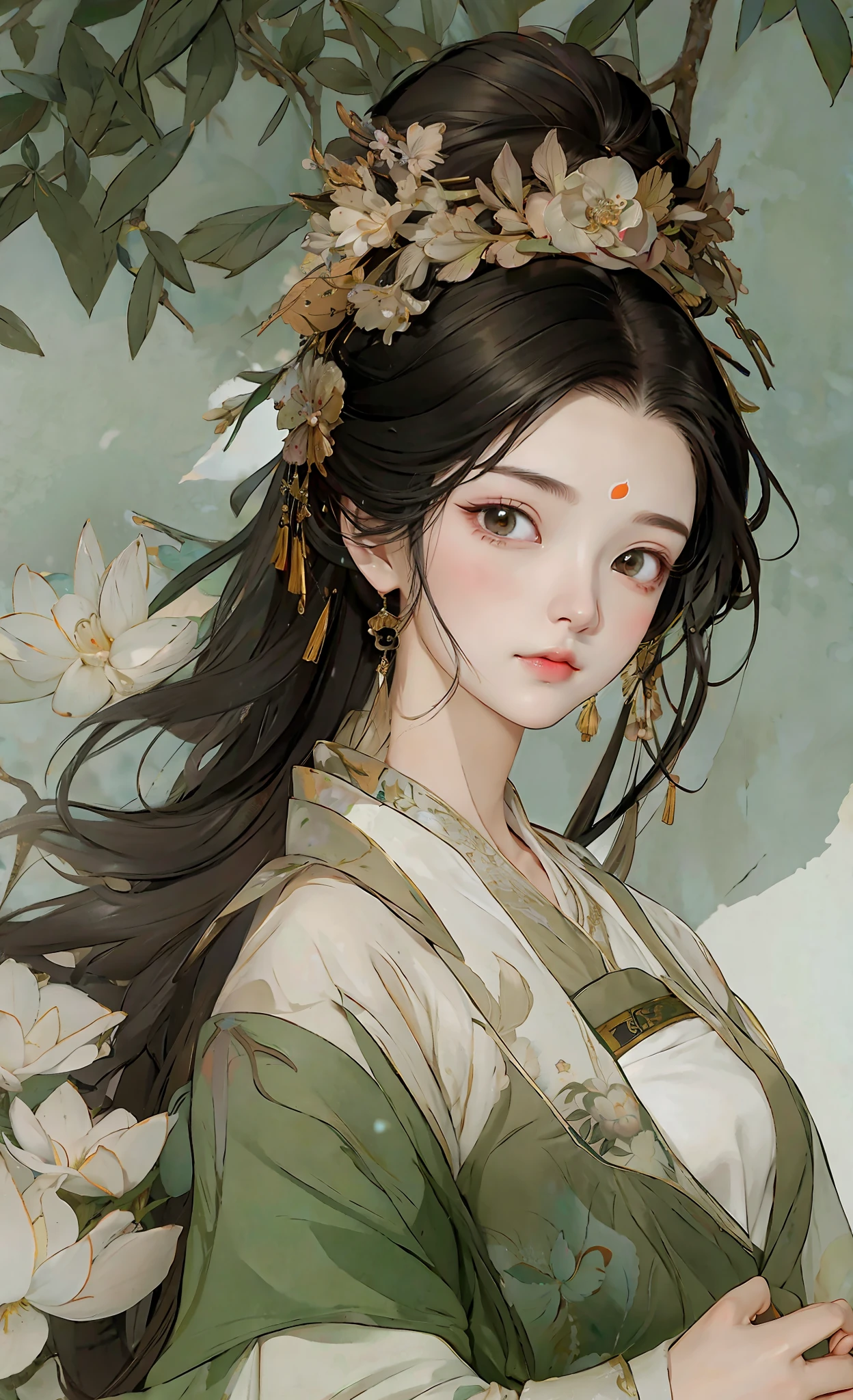 The girl contains spring, her skin is like snow, she is as quiet as Xizi, huge breasts, ancient Chinese red shirts, under peach blossom trees, and the composition is exquisite enough to become a masterpiece. This painting is undoubtedly super detailed, ultra-high-definition, high-quality gongbi art that can become an 8K wallpaper. Extremely detailed details that make the whole painting so real and so moving, Goowitz style artwork, Guviz style, Guviz on ArtStation, beautiful character painting, Guwiz on ArtStation Pixiv, Güvez on Pixiv Art Station, stunning anime face portraits, beautiful digital artwork, WLOP Rossdraws, detailed digital anime art