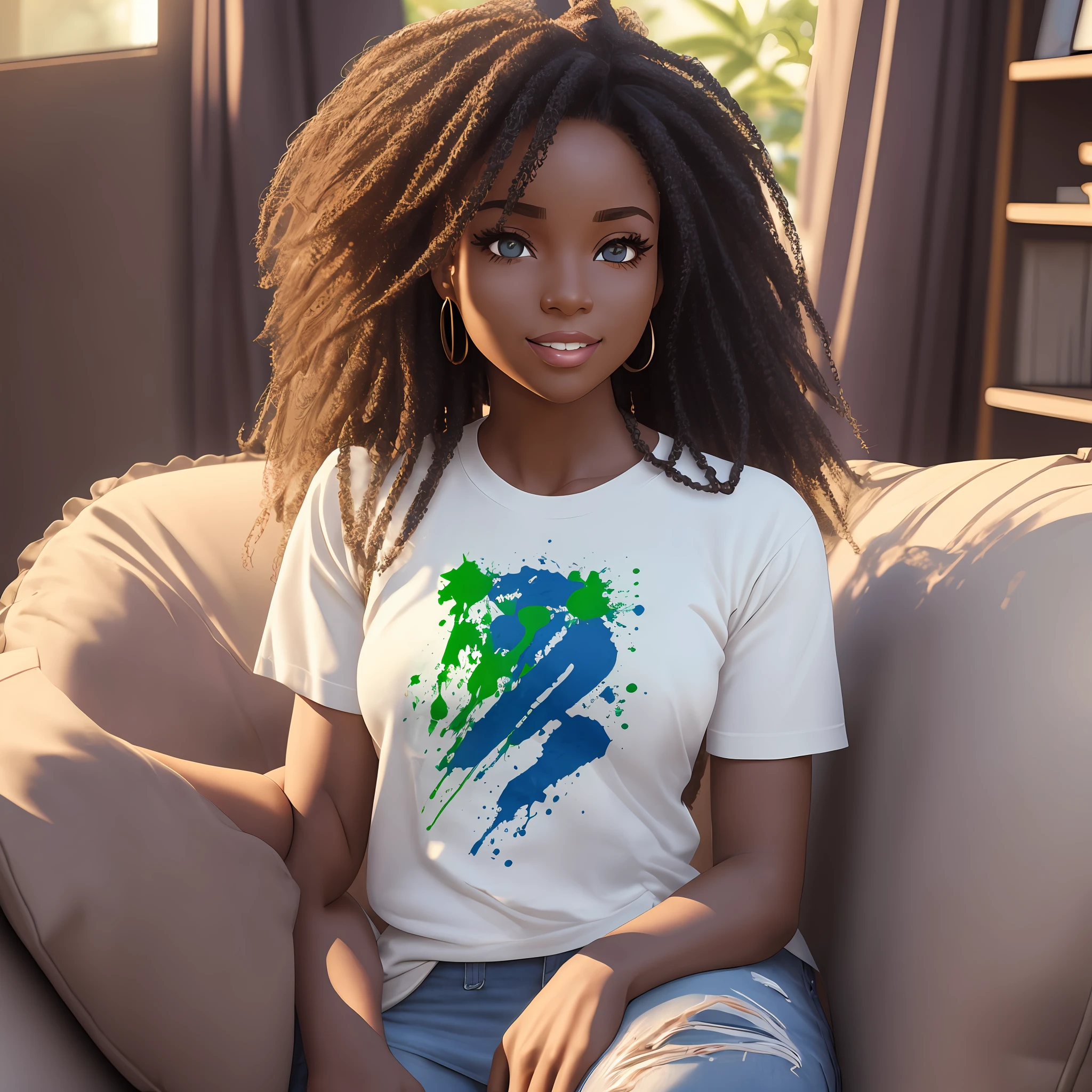 Leave 2 arms, on splash t-shirt of green paint