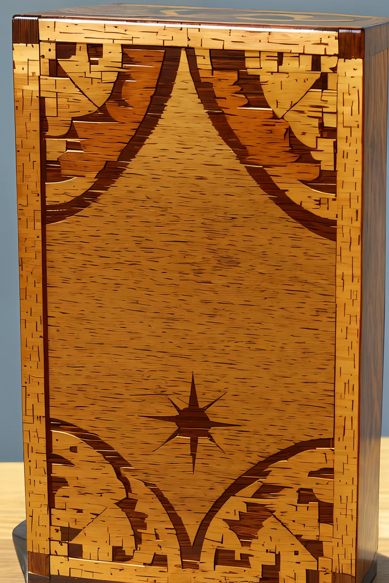 Wooden box geometric marquetry
