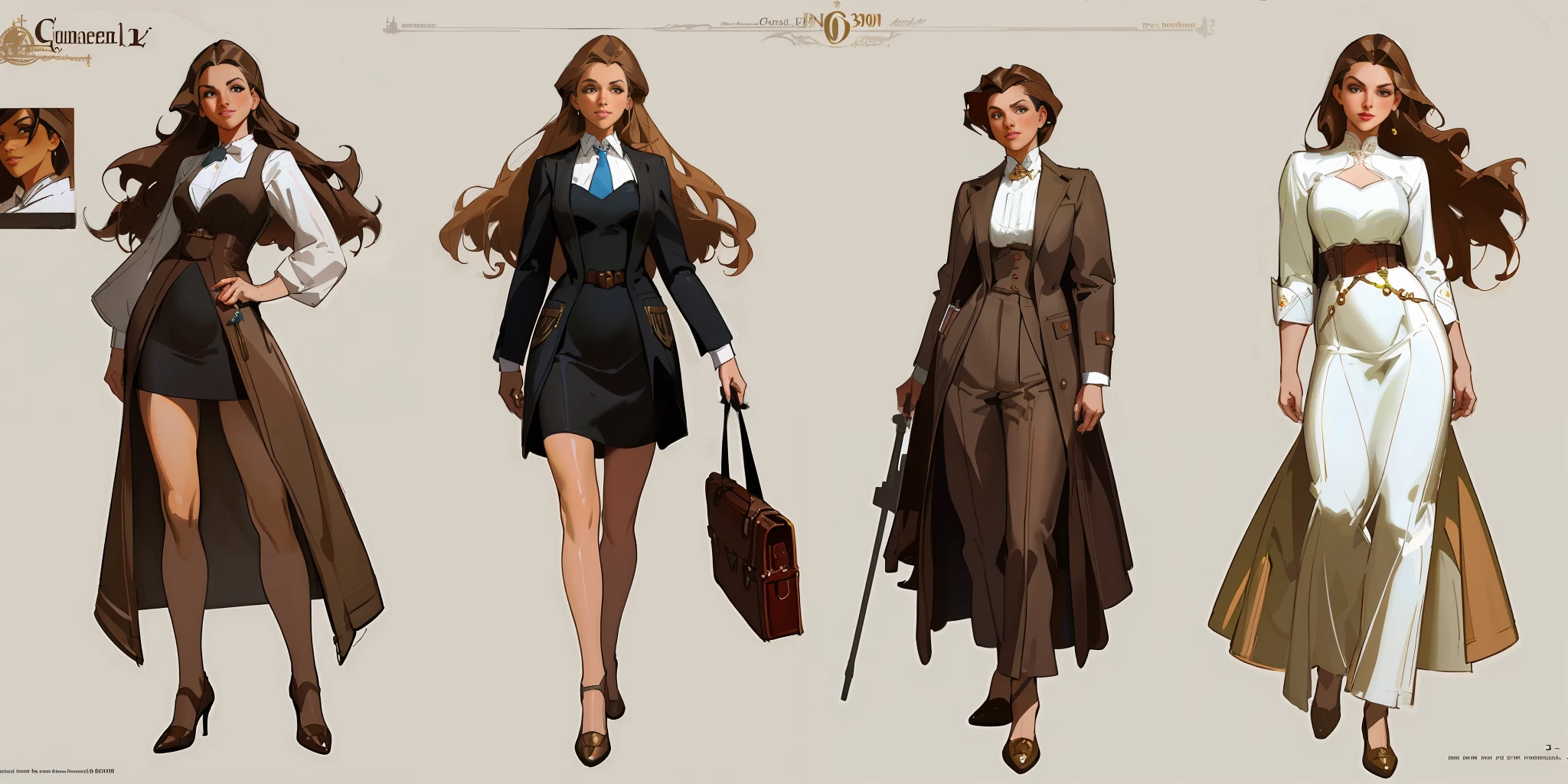 Best quality, 3 young adult women, character sheet, concept art, (full body, masterpiece: 1.2), (best quality: 1.3), insanely beautiful Caucasian women, long light brown windy hair, white, 3 stunning women on their 30s, wearing an elegant couture dress and designer shoes, big city skyline as the background, winner attitude pose, with long light brown hair, assorted poses, in the style of Norman Rockwell, JC Leyendecker, Jordan Grimmer, soft pastel colors, intricate, elegant, highly detailed, digital painting, art station, concept art.