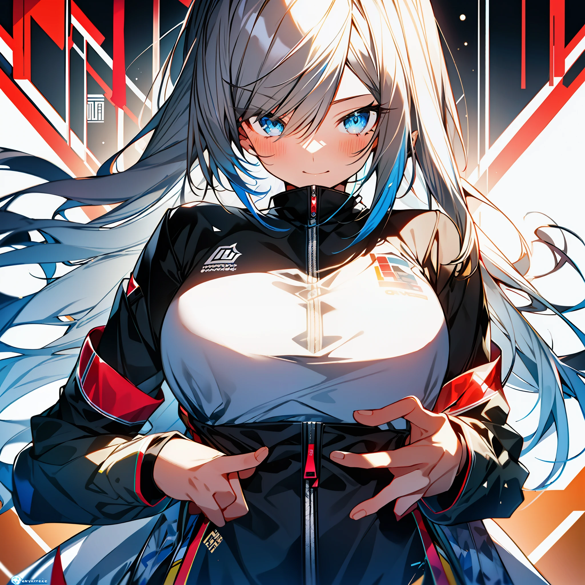 background, mixed-language_text, Japanese letters in graffit, girls, long blonde hair, excellent lighting, sidelighting, perfect ultimate (flat color: 1.3), (magazine_cover: 1.4), (multicolored_background: 1.3), striped_background, card_background, :: discs with sharp and shiny blades in the hand :: circular pieces of white metals glued to the ultra detailed arms coming out sparkling glow, black star design stamped in the middle of the shirt ,  perfect and detailed, ultra detailed shirt with abstract design and with Japanese letter print in graffiti on the sides of the clothes, image of girls with big breast, on top of a futuristic motorcycle, with immersive effects, hover effect, background graffiti style tribal tattoo with flowers and vibrant colors, "ultra HDR" detailed and with focus effect,  (masterpiece: 1.2, best quality), (beautiful eyes with huge eyelashes finely detailed: 1.2), , ((Solo)), (Finely detailed eyes and detailed face :1.3), in various full-body attack poses, (cute background: 1.2),futuristic costume, super detailed circular metals Grabbed on arms and pants, fantastic paintings