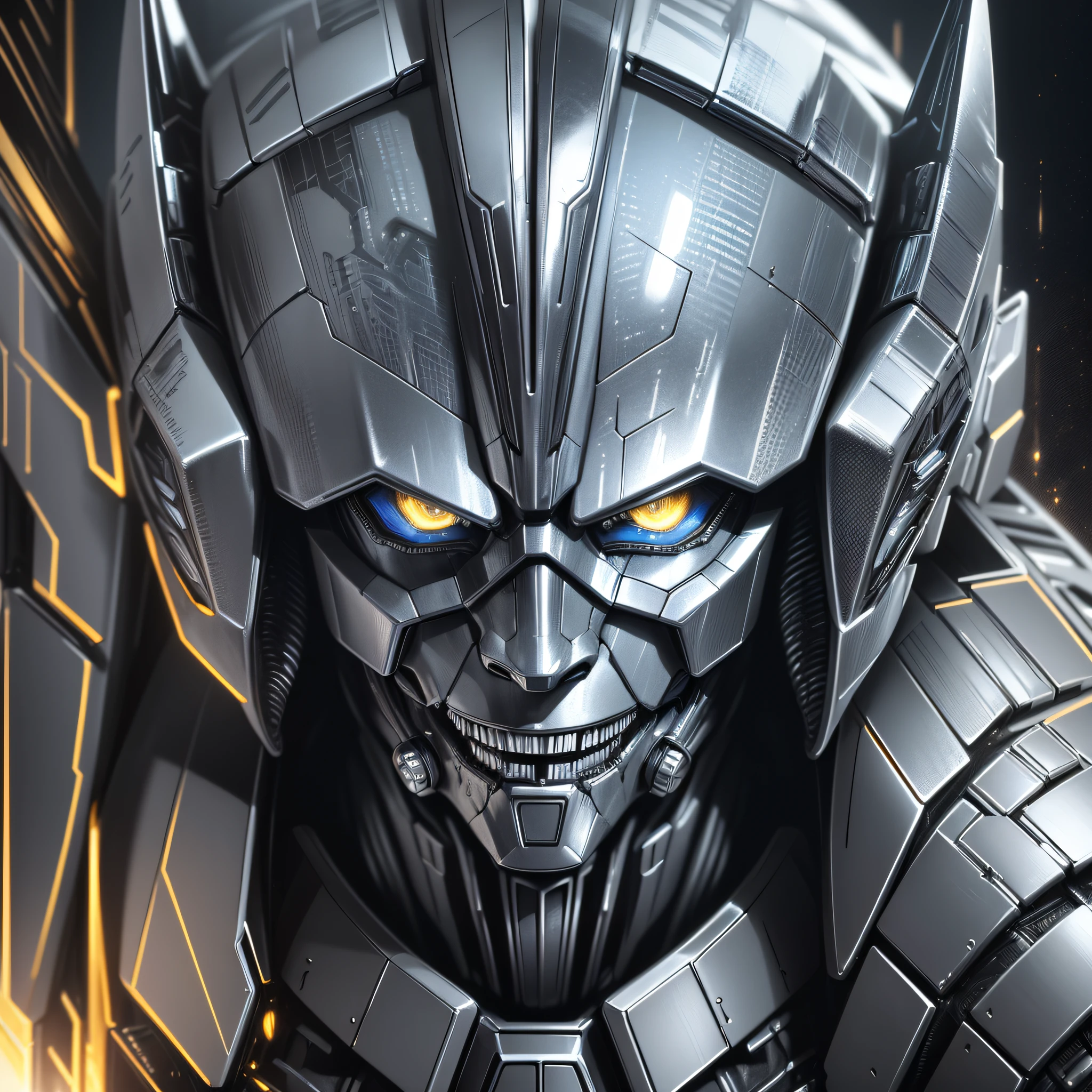 "Michael Bay, ((Transformers style, hr giger, realistic photo)) ultra detail 8k, The Last Knight, best quality, CG action movies, stunning wallpaper photo, close-up perspective, (((head only, close up)) Bublee Bee, 35mm cinematic effect." --auto --s2