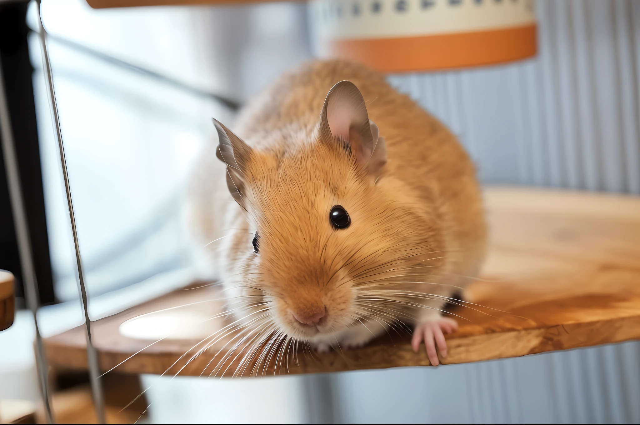there is a small brown rodent sitting on a wooden table, photo of a hamster, photo taken with sony a7r, rodent, closeup of an adorable, taken with sony a7r camera, photo taken with sony a7r camera, chinchilla animal, taken with sony alpha 9, hamster, orange fluffy belly, mouse photo, closeup portrait shot