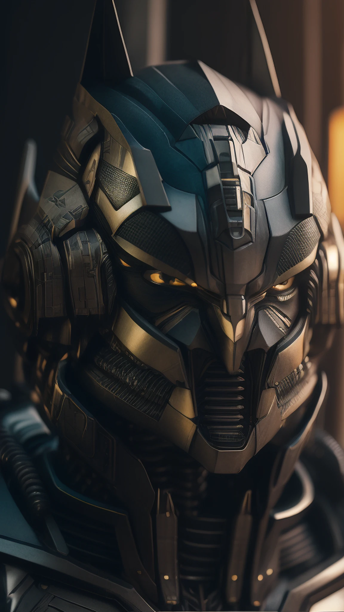 . Transformers, batman and hr giger style, 8k realistic photo, ultra detail, natural light, light background, photo, Studio lighting cinematic photography + dynamic composition, incredibly detailed, sharp, detail + intricate detail + professional lighting, film lighting + 35mm + anamorphic + lightroom + cinematography + bokeh + lens flare + film grain