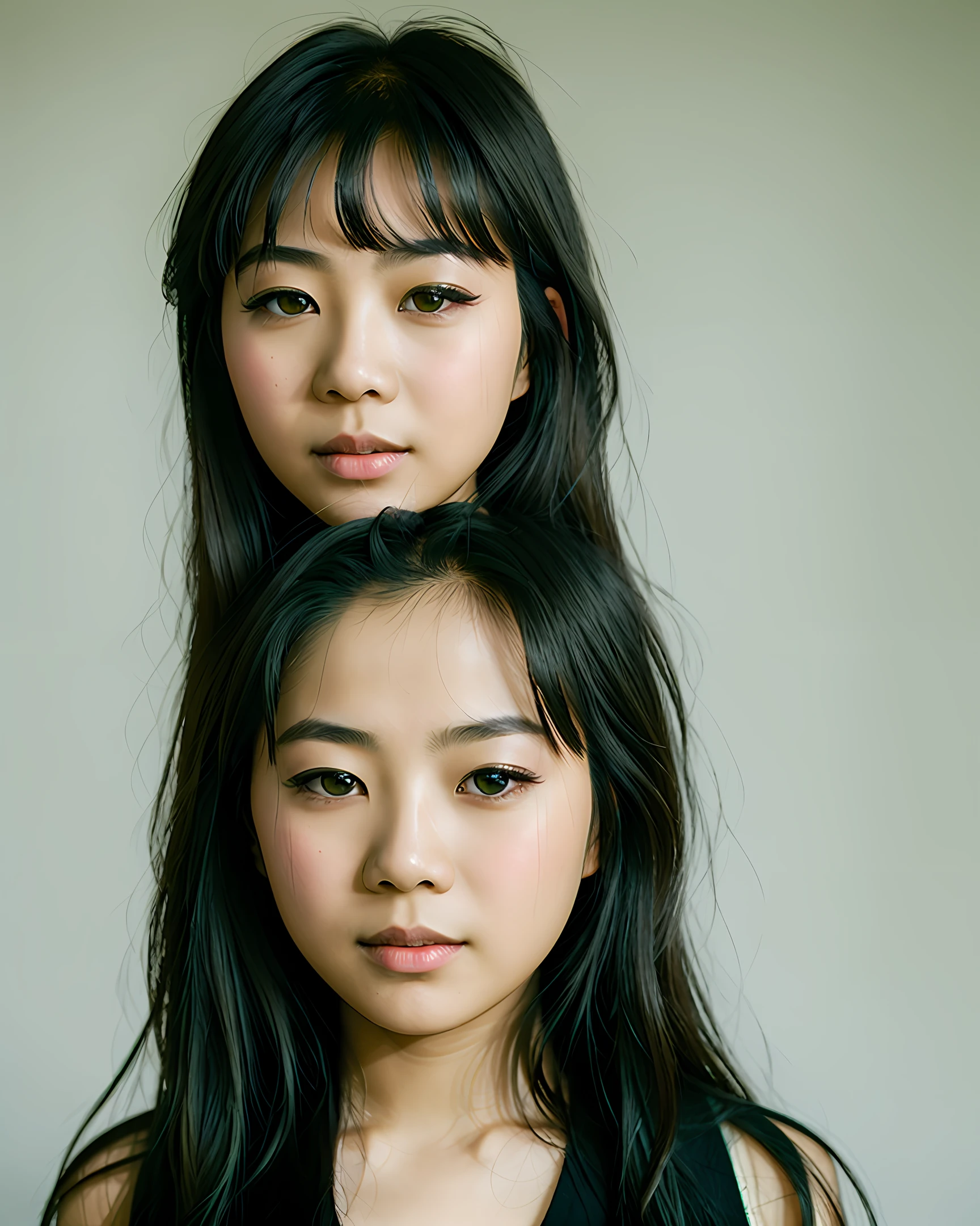 The asian girl with green eye