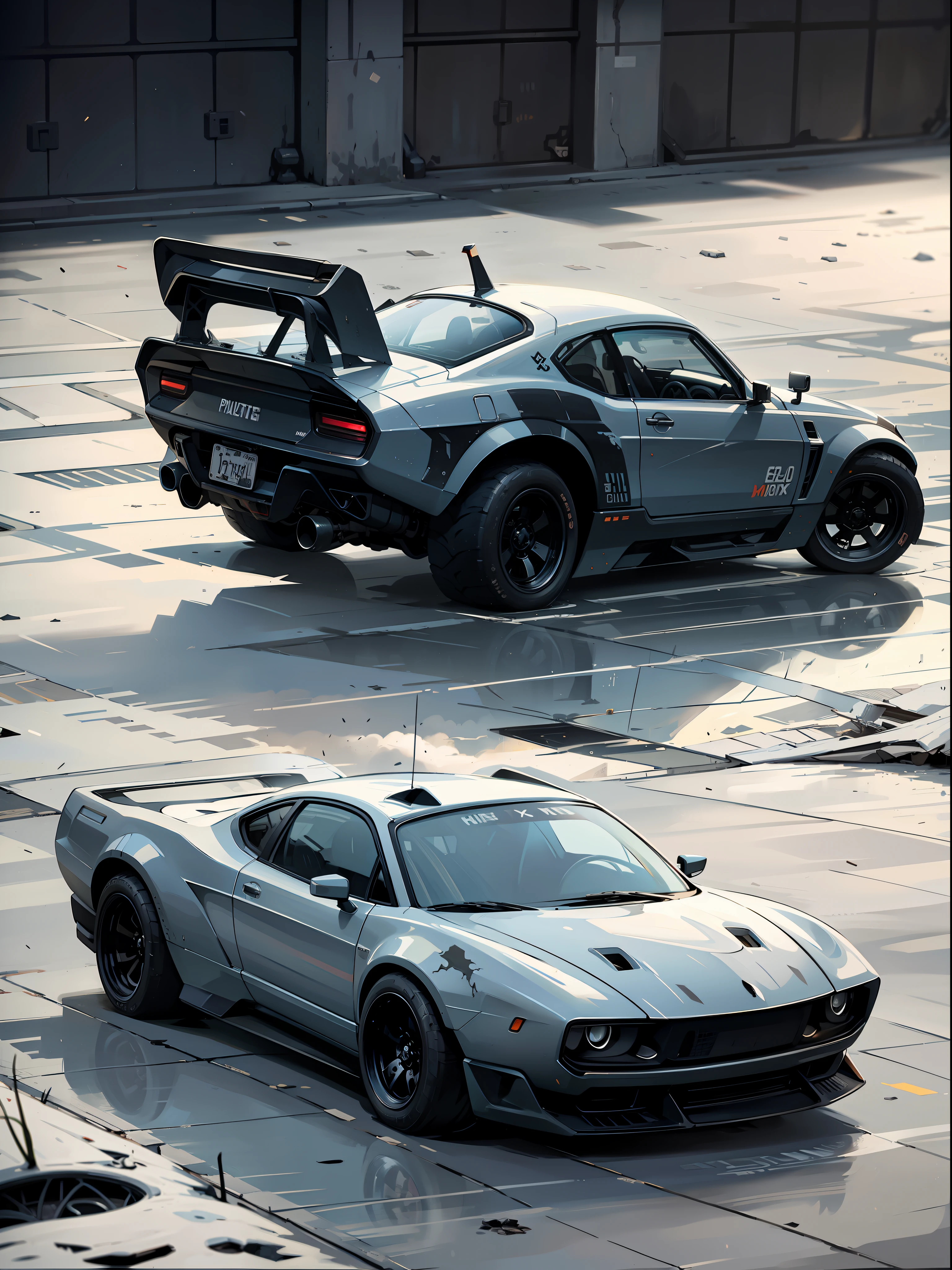 A futuristic, post apocalyptic, mad max, aggressive, dangerous, badass car