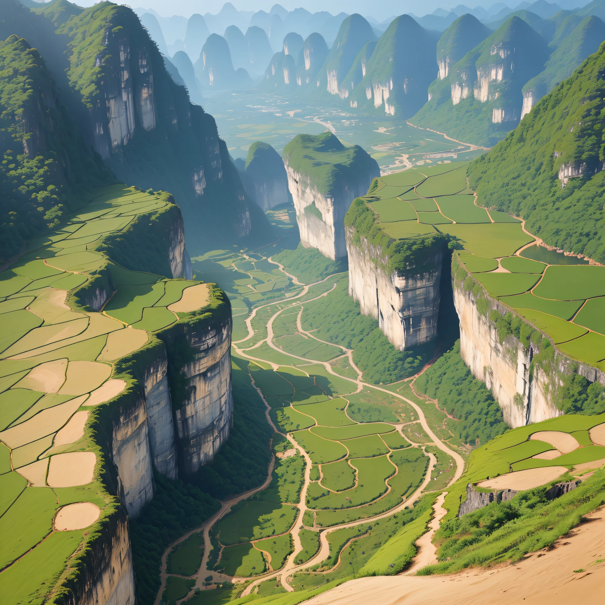 The shocking landscape of Guangxi Hechi, realistic pictures, super realistic, it is completely impossible to see that it is AI --auto --s2