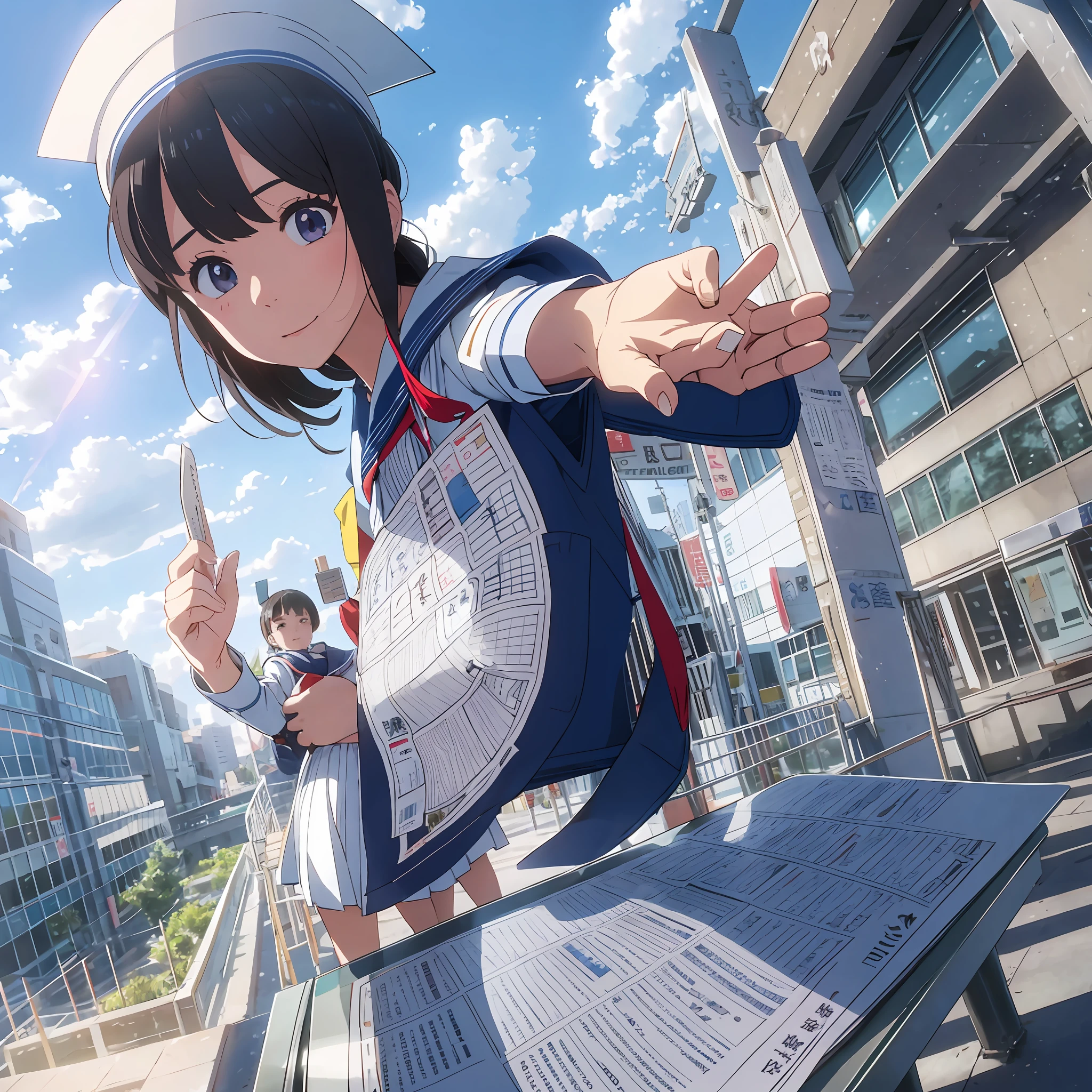 The sailor suit girl finished the college entrance examination and threw the test paper into the sky --auto --s2