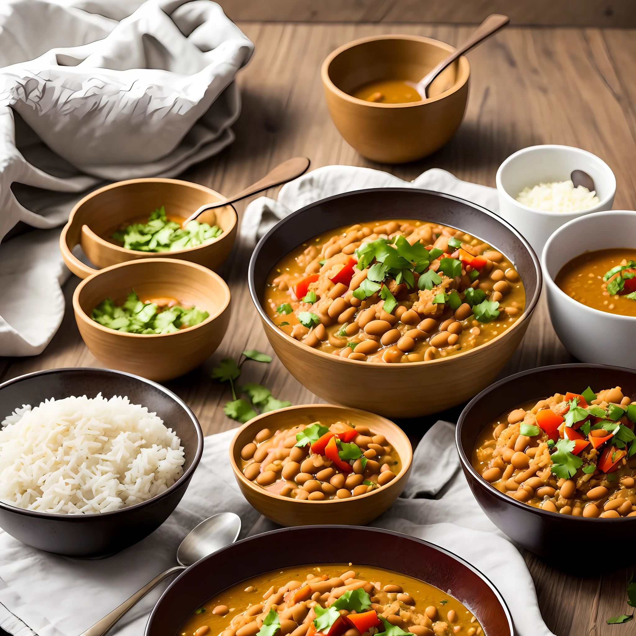 there is a bowl of rice and beans on a counter, yummy, recipe, bowl full of food, rice, beans, stew, inspired by John Steuart Curry, aji de gallina, dish, Brazilian style, healthy, cooked, version 3, taken with sony alpha 9, pot, winning competition --auto --s2