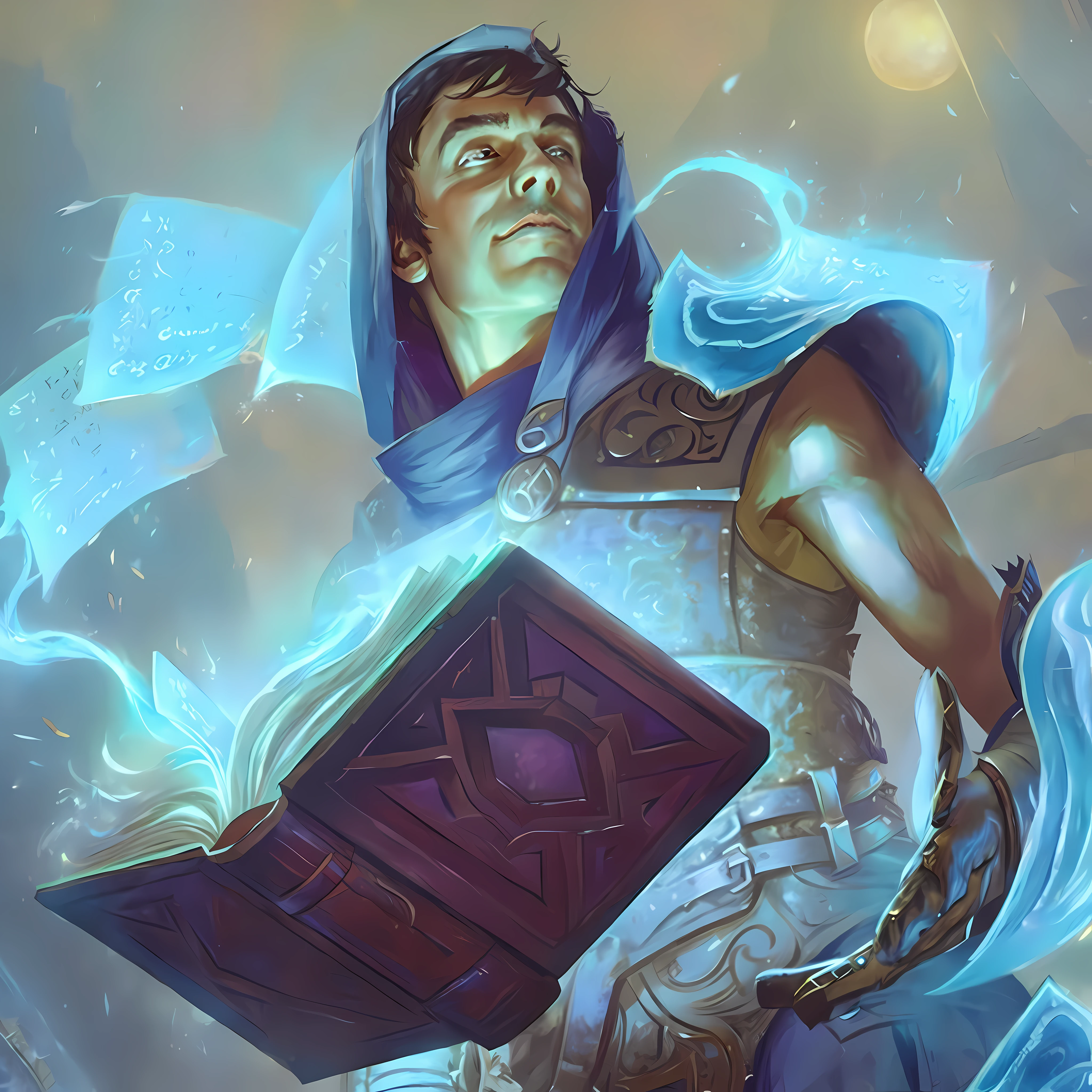 a close up of a person holding a book in a room, male artificer, kaladin stormblessed, fantasy rpg book illustration, magic the gathering art, kaladesh concept art. mechanical, magic the gathering artstyle, an arcane wizard casting a spell, roleplaying game art, stormlight archive, magic the gathering card art