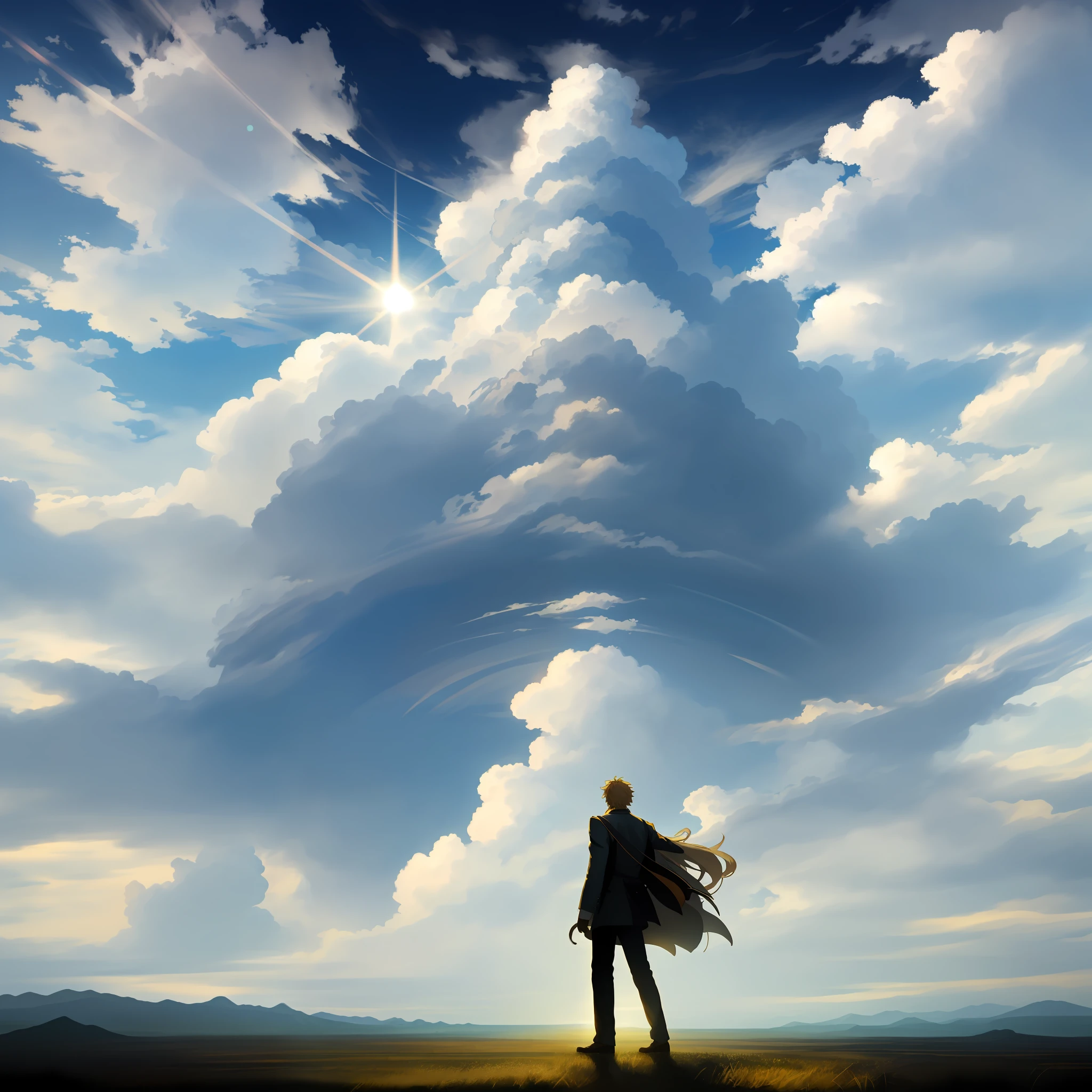Huge, magnificent, vast, beautiful clouds, light, the Tyndall effect,