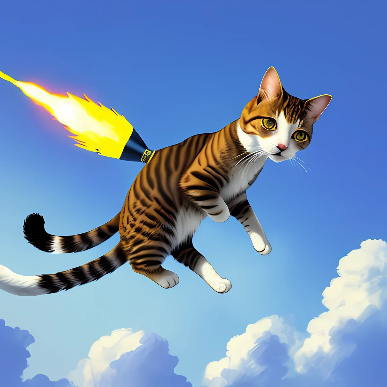 Cat flying rocket