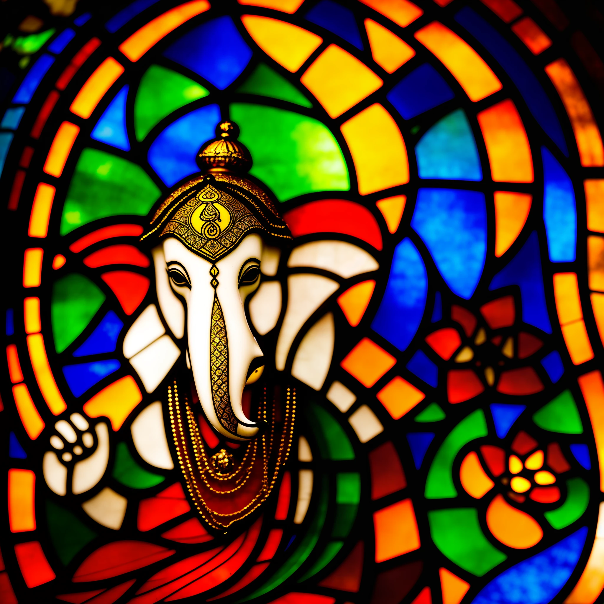 Ganesh, worship, catholic church, stained glass