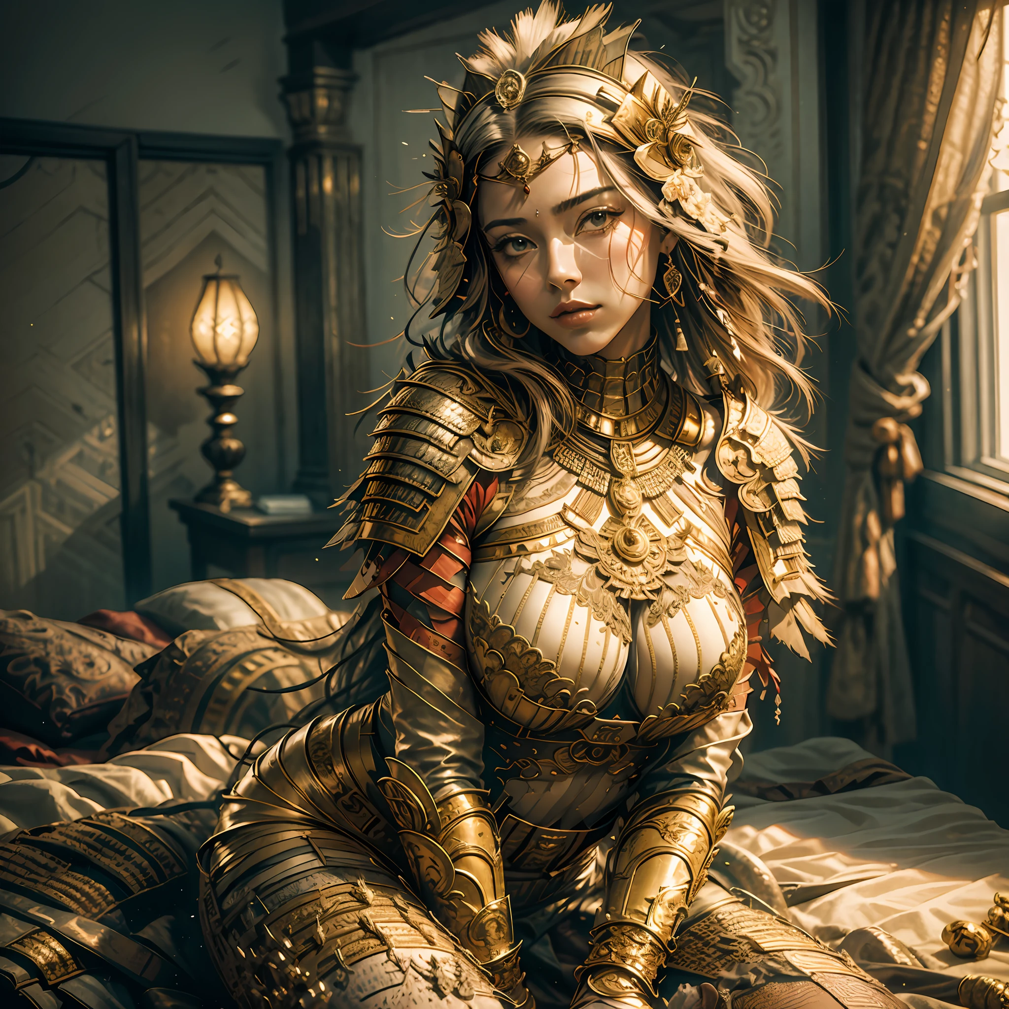 Erotic lingerie, beautiful tall woman, highly condensed beautiful and generous woman, cinematic texture, best quality, masterpiece, bedroom, bright lighting, hyper-realism, --auto --s2