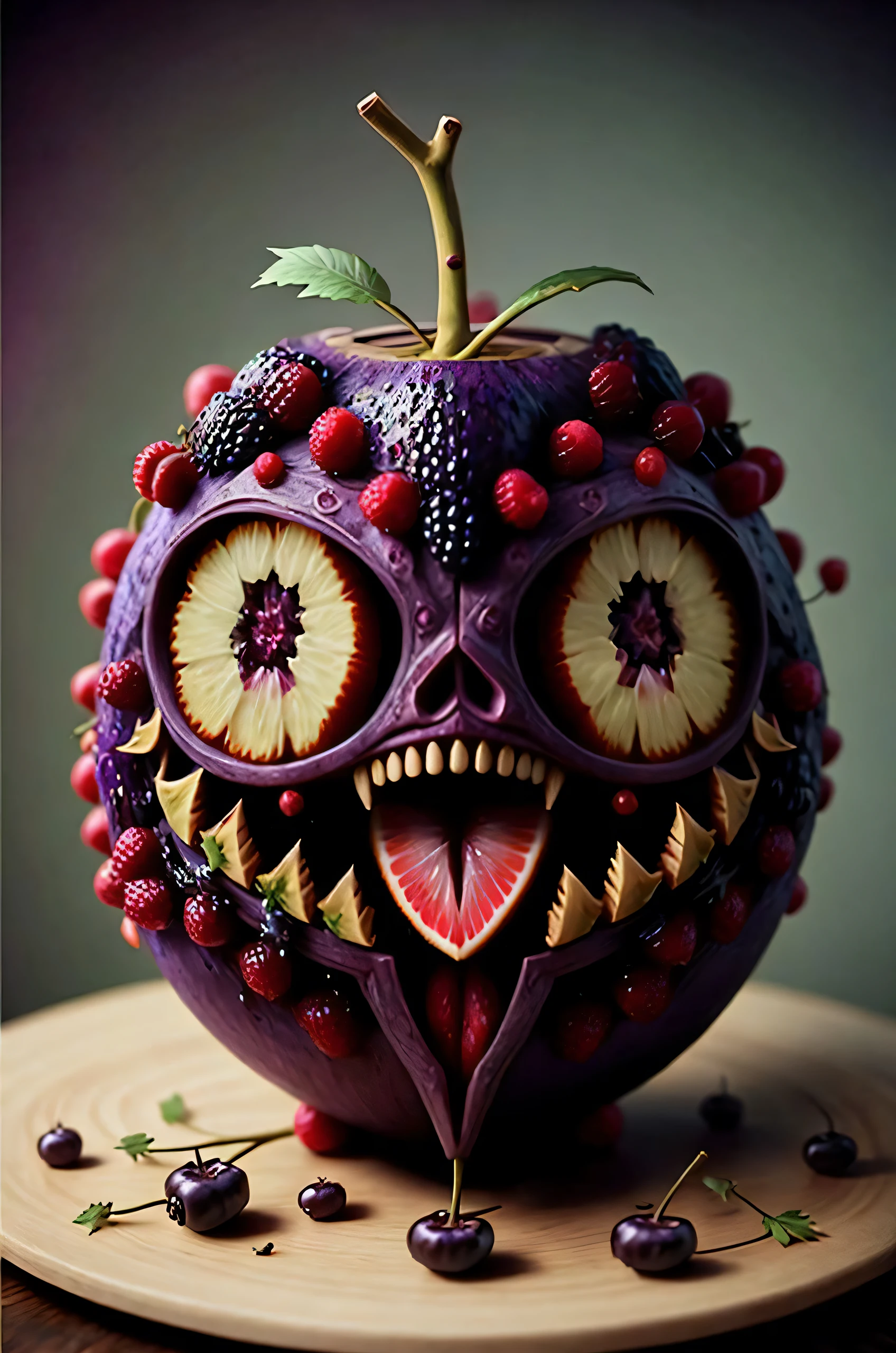 symmetrical fruitynightmare Elderberry, octane render, unreal engine, highly detailed, intricate