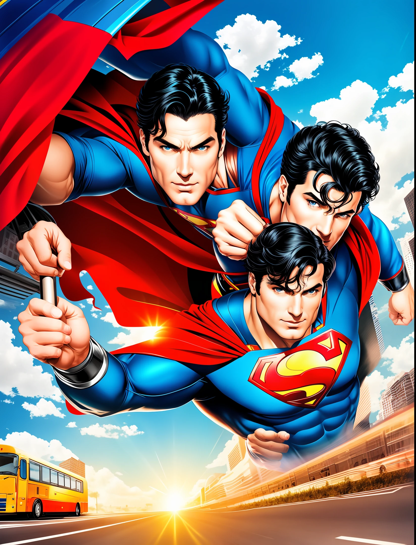 Superman driving a bus