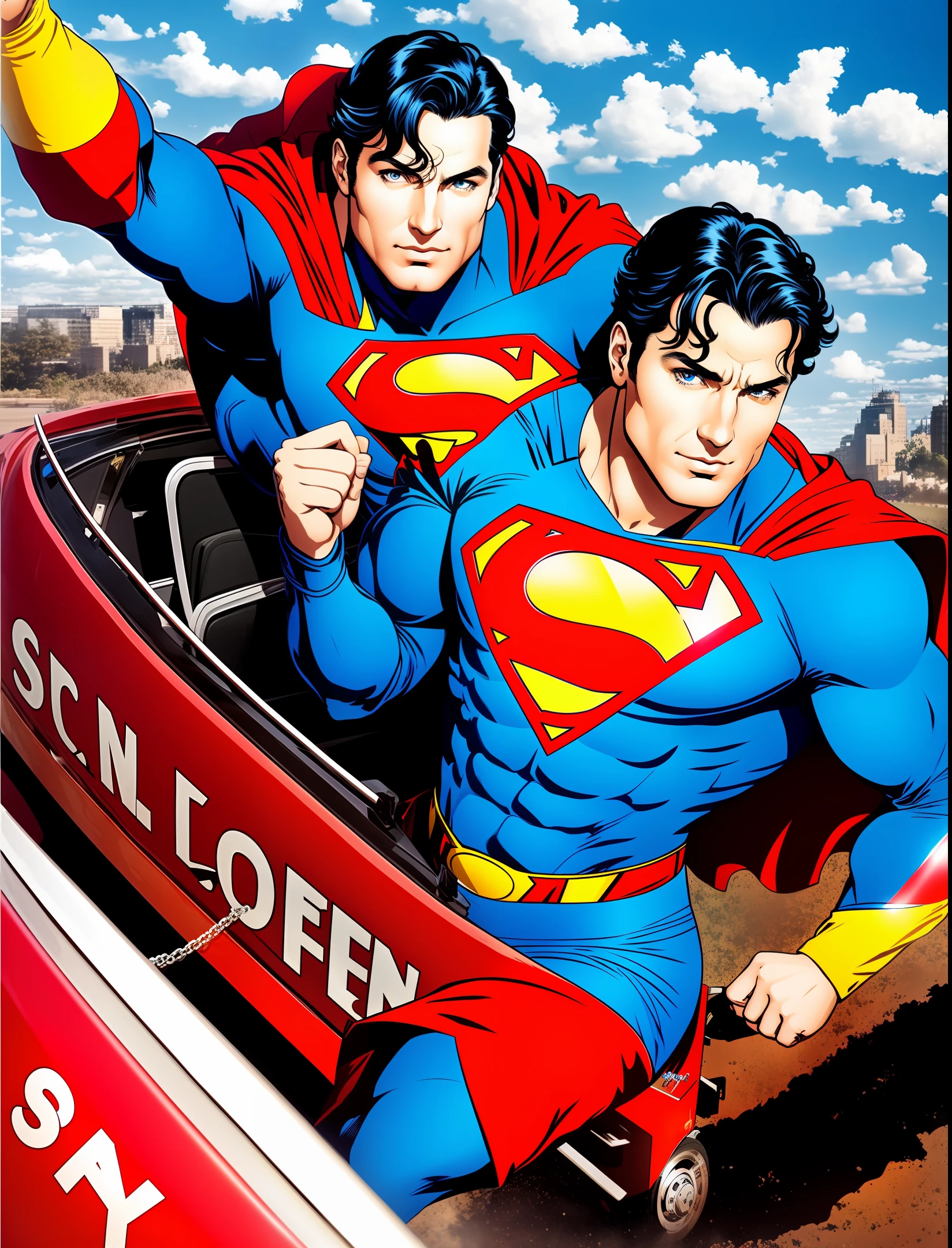 Superman driving a bus