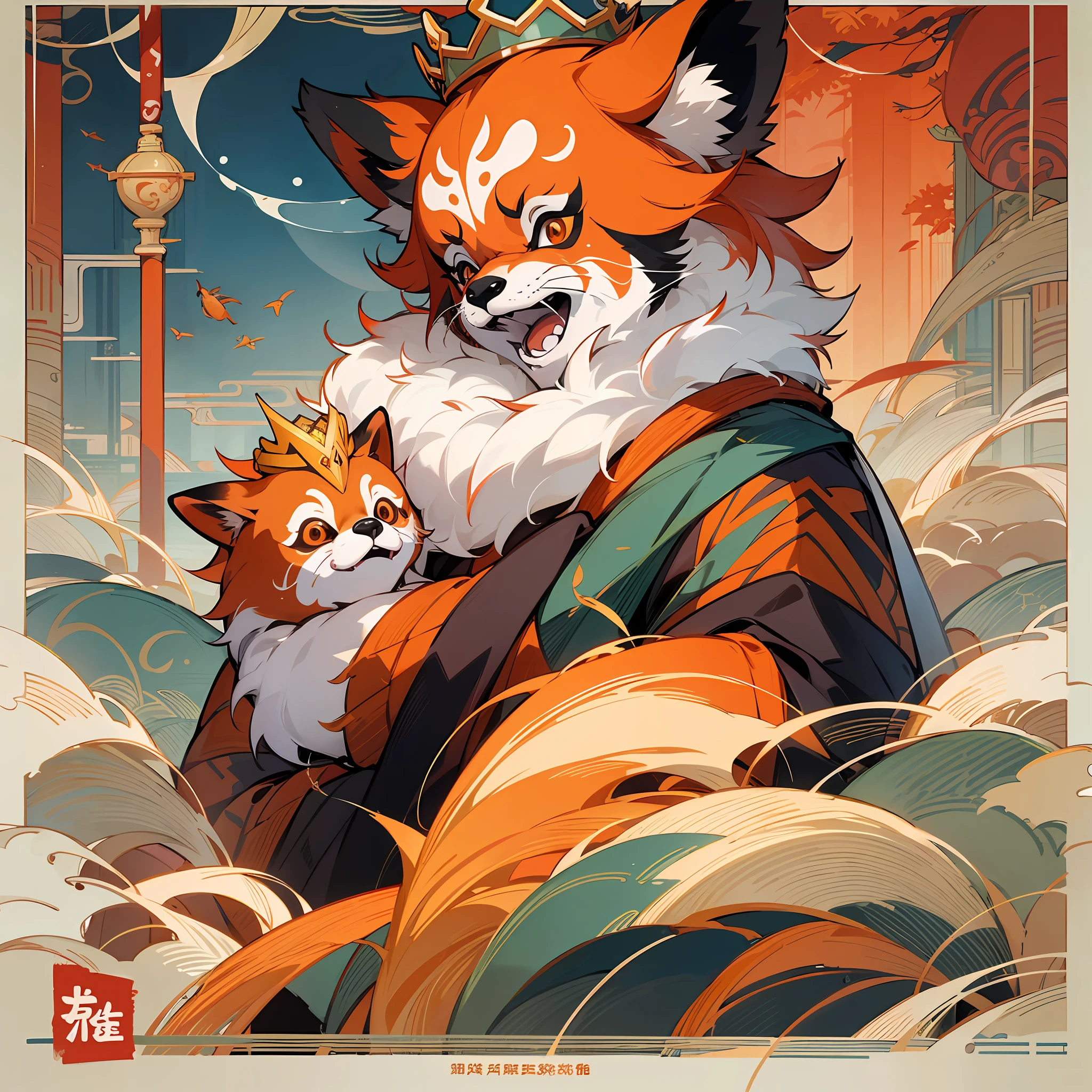 There is a poster, There is a fish on it, A poster with an easy crown, shutter, Mingge, Wang Chen, poster, Tang Mo, Package cover, Yudai Chiba, Red panda on a promotional poster, Phoenix Pearl|, Large view, cover page --auto --s2