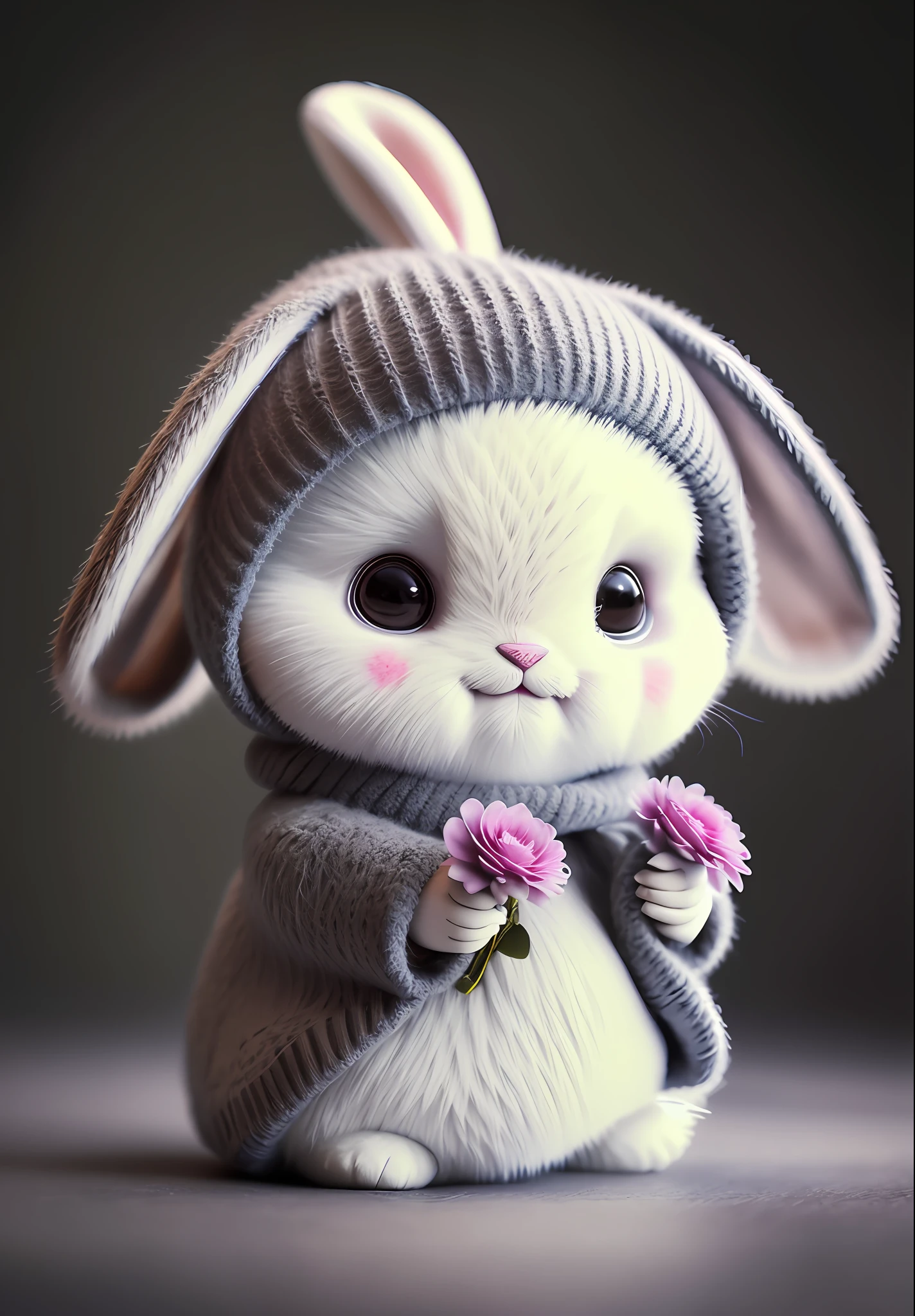 bunny, blur, bunny, flower, nature, no_humans, depth of field, to8contrast style, DARK_Glam, wearing DRK_Glam, deep shadows, (dark: 1.4), (8k, RAW photo, best quality, masterpiece: 1.2)
