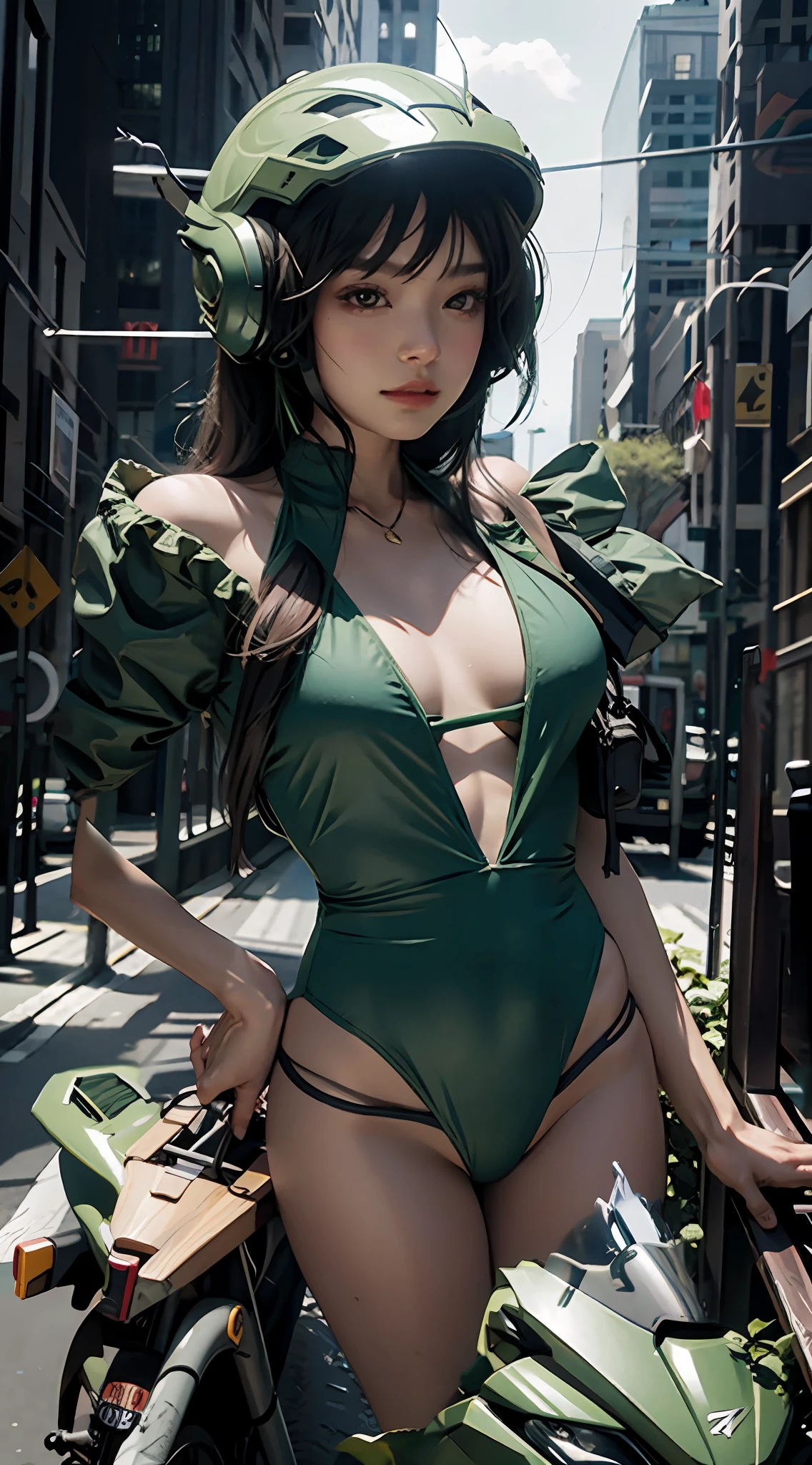 Green swimsuit