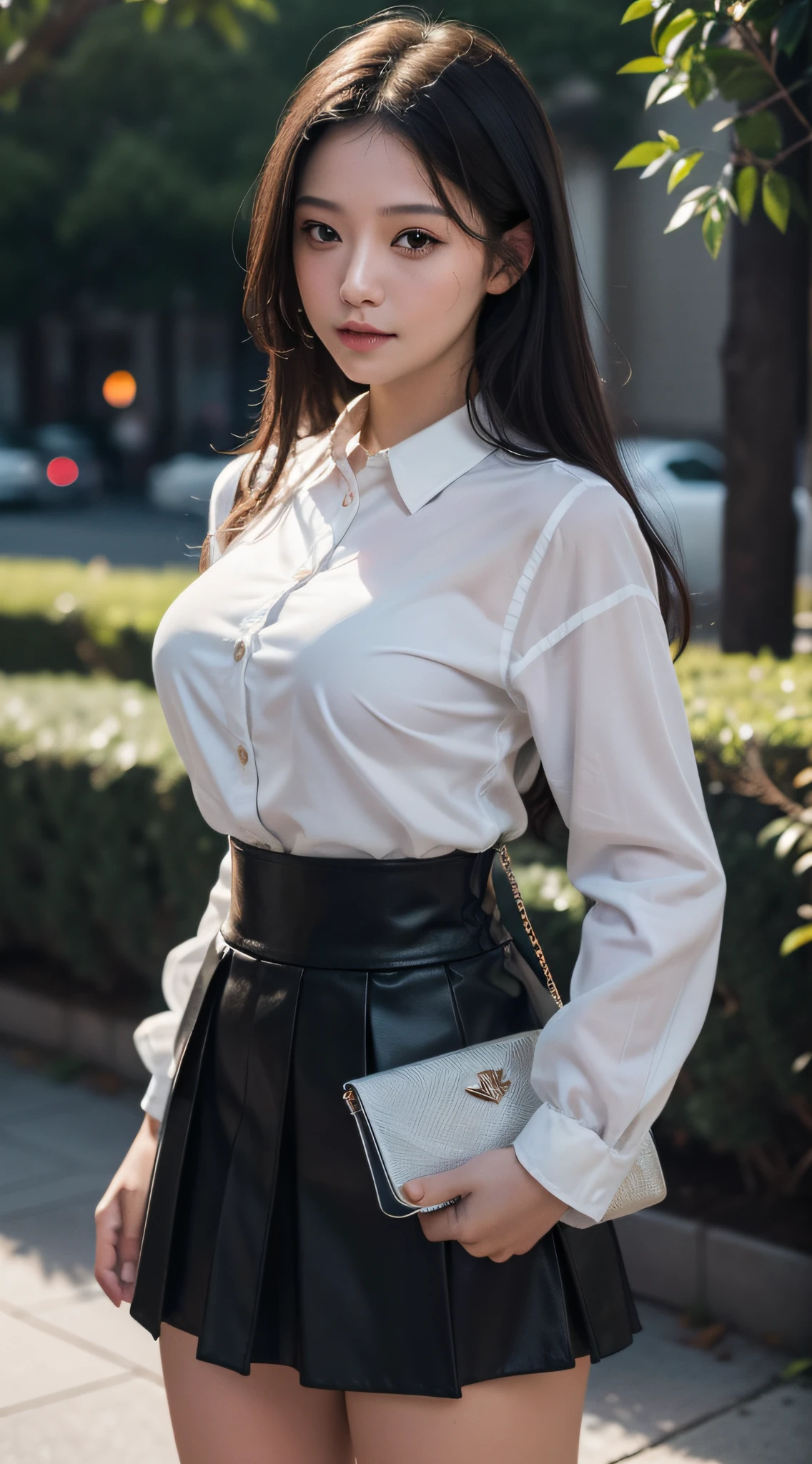 Best Quality, Masterpiece, 1 Girl, Beautiful Face, (Photo Realistic:1.3), Edge Lighting, (High Detail Skin:1.2), 8K Ultra HD, DSLR, High Quality, High Resolution, 4K, 8K, Bokeh, Ridiculous, Best Ratio Four Fingers and One Thumb, (Realistic:1.3), Urzan, Cute Kawaii 1girl, Professional woman in black silk hip skirt