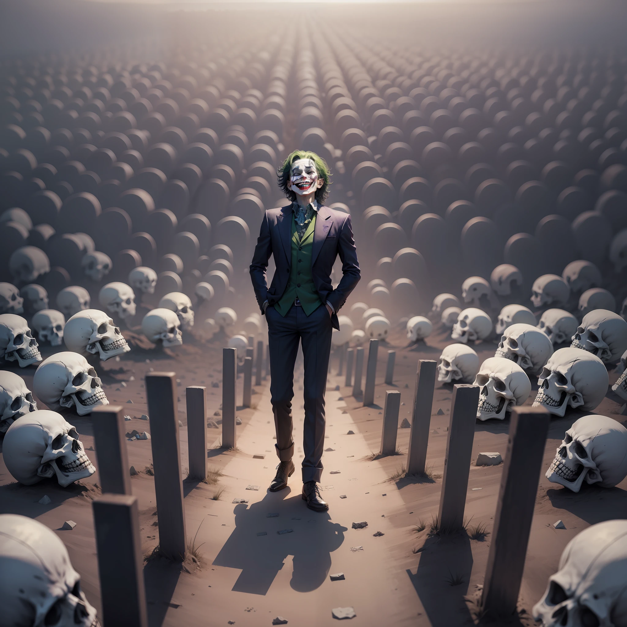 Joker laughing while standing on top of thousands of human skeletons --auto --s2