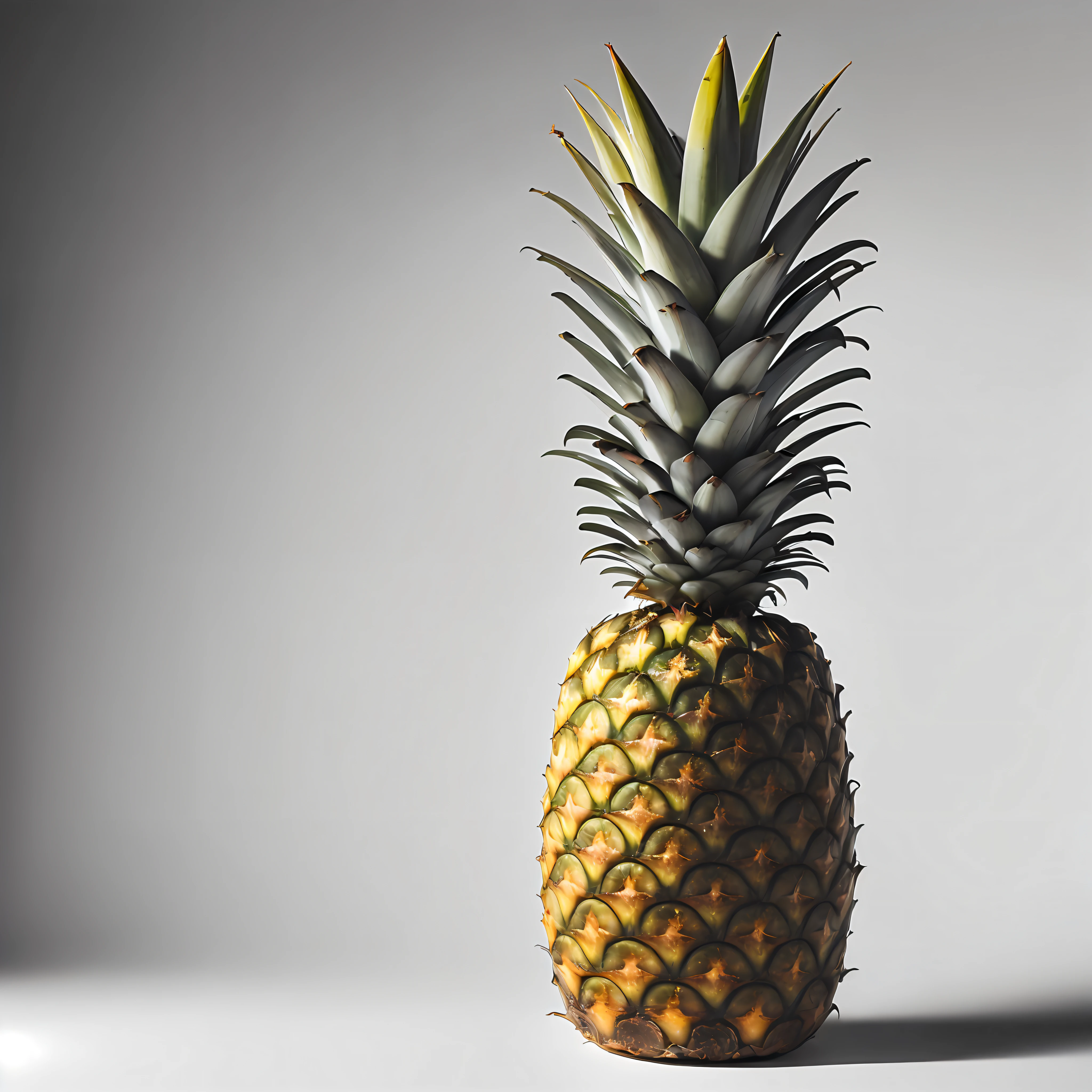 Pineapple isolated on white background, high quality product image, tropical fruit, stock image, high quality product photo shot, (8k, RAW photo, best quality, masterpiece:1.2), ulra high res, photorealistic:1.4),Cinematic Light,(soft volumetric lighting:1.2), (realistic, photo-realistic:1.37)