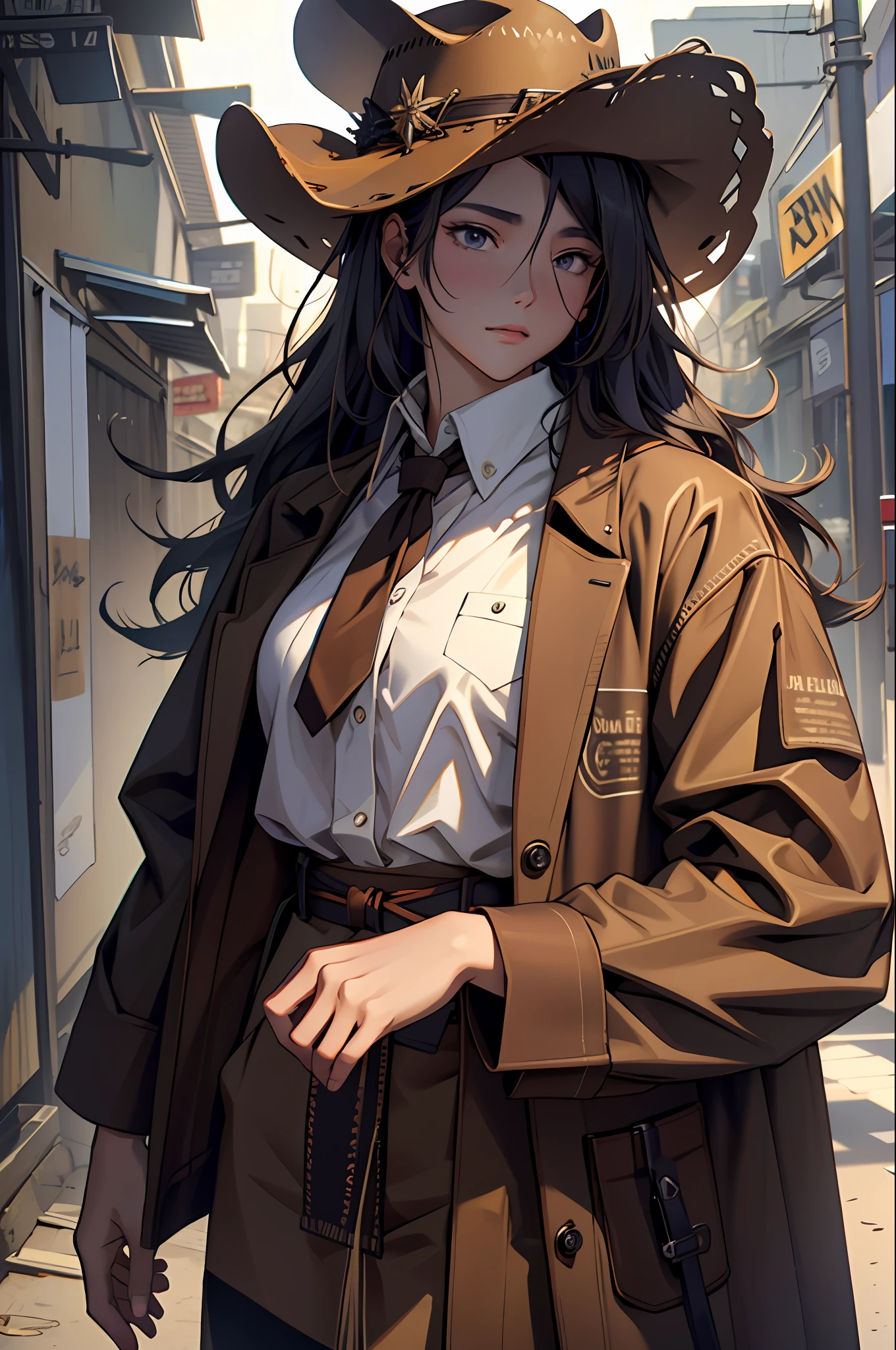 Long Coat, Gunman, Wilderness, Western Cowboy Style, Photography, Best Quality, Realistic, Photorealistic, Intricate Detail, (Delicate Detail), (Intricate Detail), Cinematic Light, Top Quality Backlight, Clear Line, 8K, Ultra High Resolution, ulzzang-6500-v1.1 Masterpiece, Best Quality, 8K Resolution, Real,
1 girl,