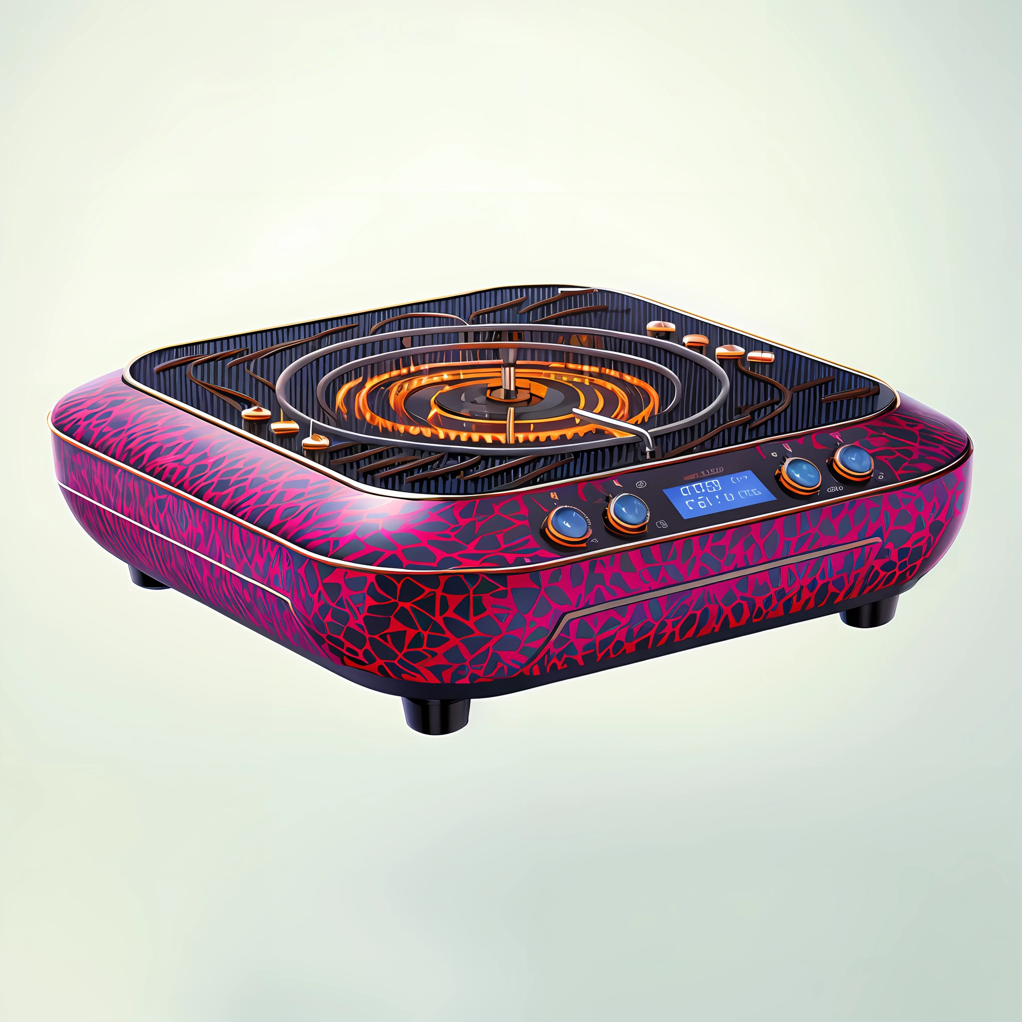 Close up of white electric stove, pot, full body, Zido, technology, product image, full body, full body, VTM, ultra view view, high-tech, rhythm, premium, vibrant and dynamic, ultra hd, high-end, bangalore, digital art h 9 6 0, sculpting, hsl, super high definition