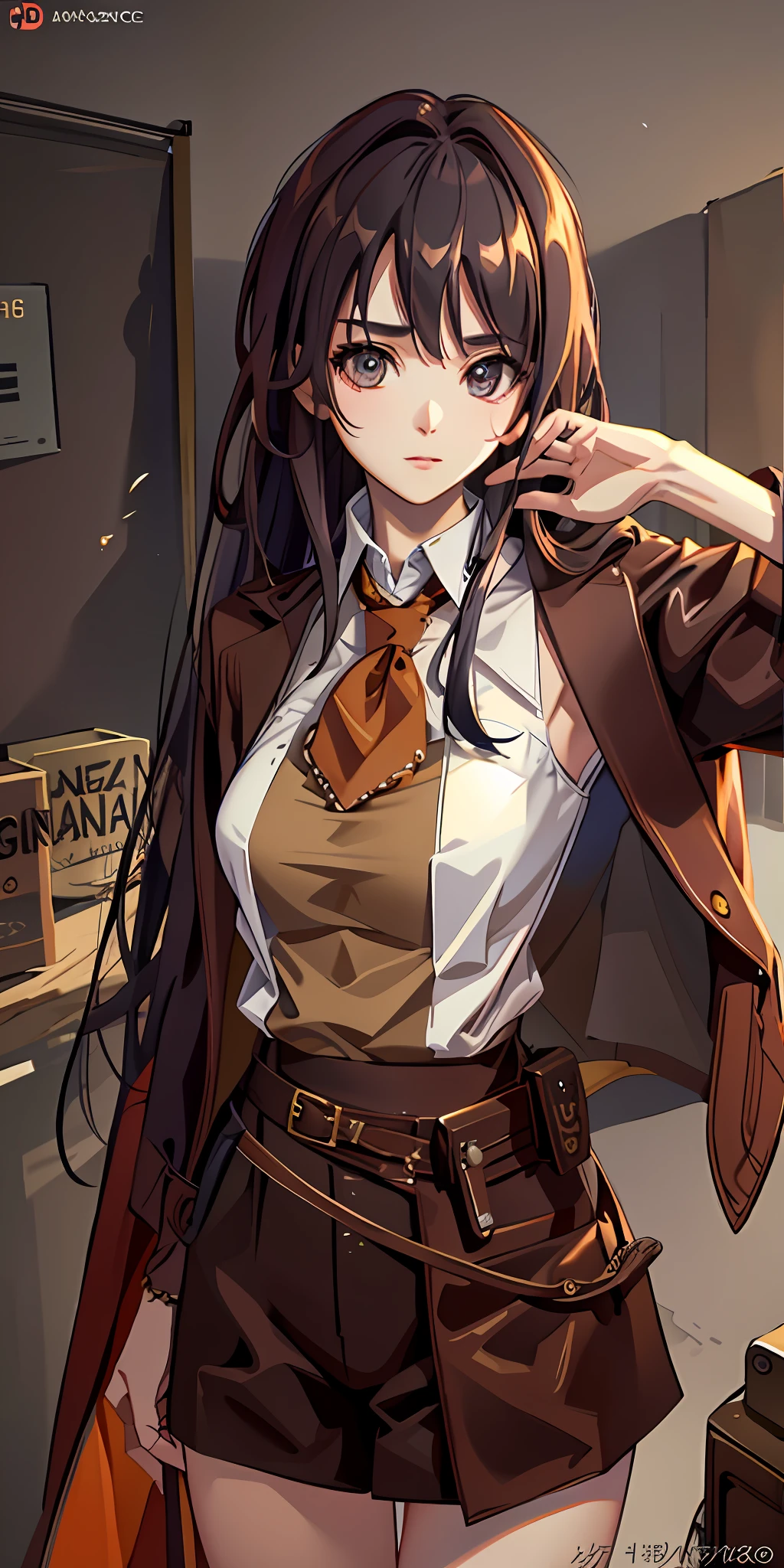 Long Coat, Gunman, Wilderness, Western Cowboy Style, Photo, Photography, Best Quality, Realistic, Photorealistic, Intricate Detail, (Delicate Detail), (Intricate Detail), Cinematic Light, Best Quality Backlight, Clear Line, 8K, Ultra High Resolution, ulzzang-6500-v1.1, Best Quality, High Quality Texture, Fine-grained, realistic face expression, detailed skin, anime, girl, sexy, mix, model, illustration, portrait, semi-realistic, gray hair