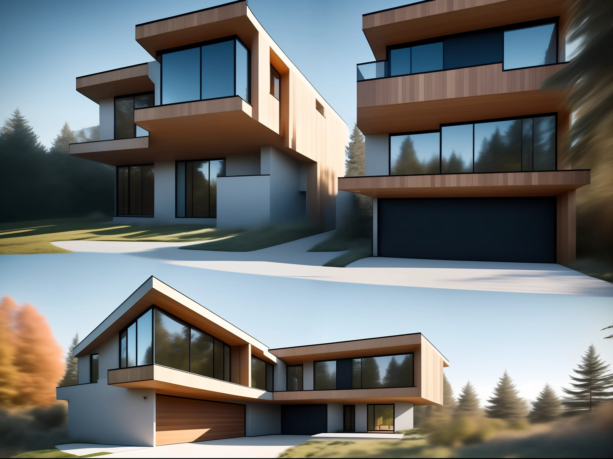 NewArchitecture, Single family house, full building, mix of wood and concrete