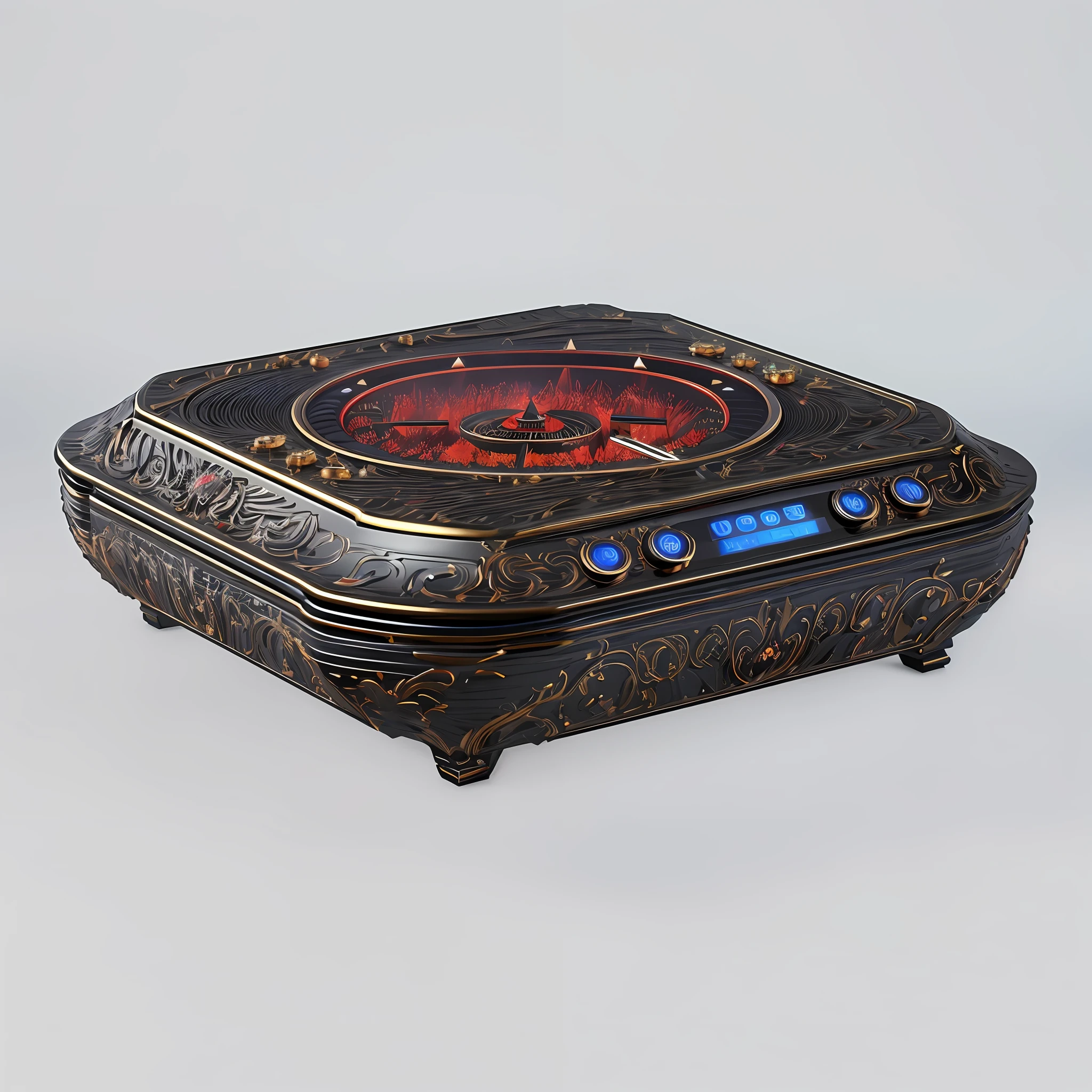 Close up of red electron stove, pot, full body, Zido, technology, product image, full body, full body, VTM, ultra view view, high-tech, premium, rhythm, vibrant and dynamic, ultra hd, high-end, bangalore, digital art h 9 6 0, sculptural, hsl