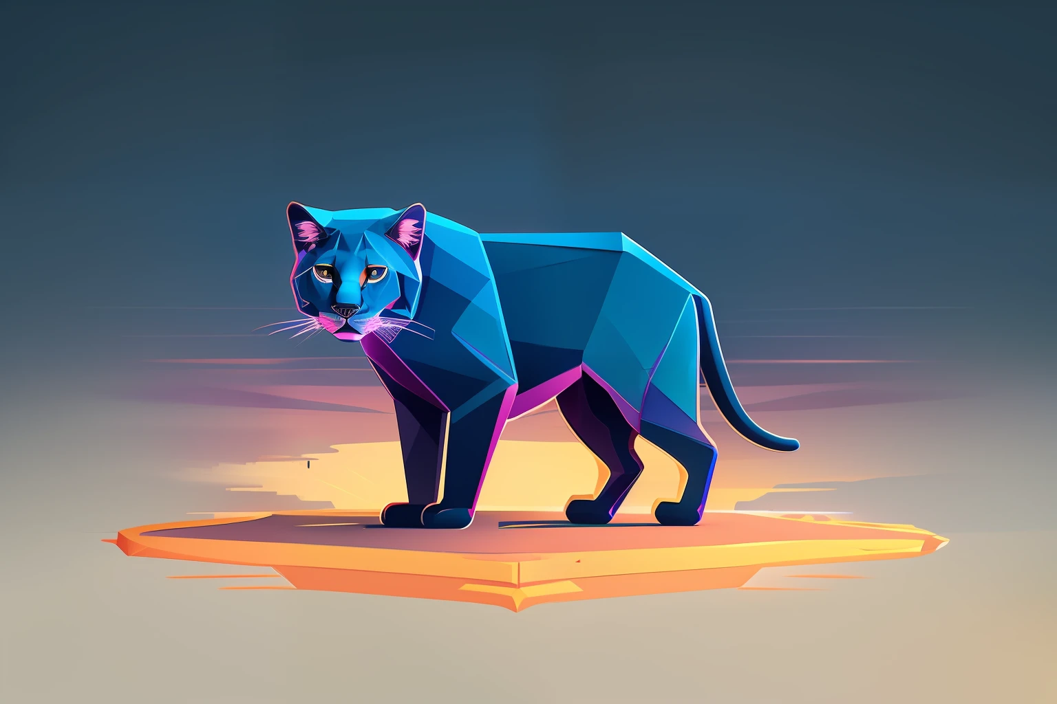 a  silhouette design of a jaguar,  with defined sharpen eyes, sunset design, t- shirt art, 3D vector art, cute and quirky, bright bold colorful., black background, watercolor effect, , digital painting, low-poly, soft lighting, bird's-eye view, isometric style, retro aesthetic, focused on the character, 4K resolution, photorealistic rendering, using Cinema 4D,front side