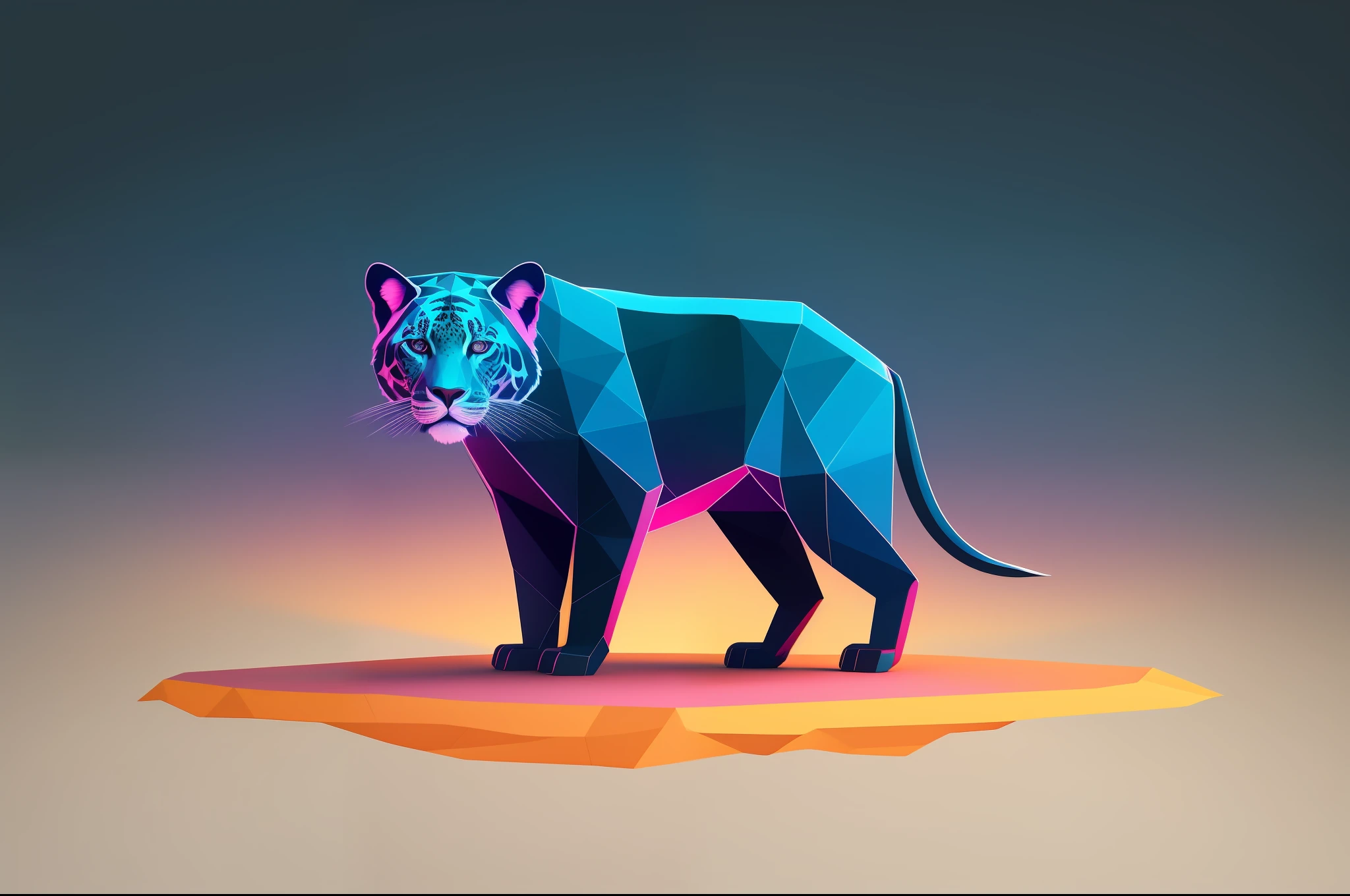 a  silhouette design of a jaguar,  with defined sharpen eyes, sunset design, t- shirt art, 3D vector art, cute and quirky, bright bold colorful., black background, watercolor effect, , digital painting, low-poly, soft lighting, bird's-eye view, isometric style, retro aesthetic, focused on the character, 4K resolution, photorealistic rendering, using Cinema 4D,front side