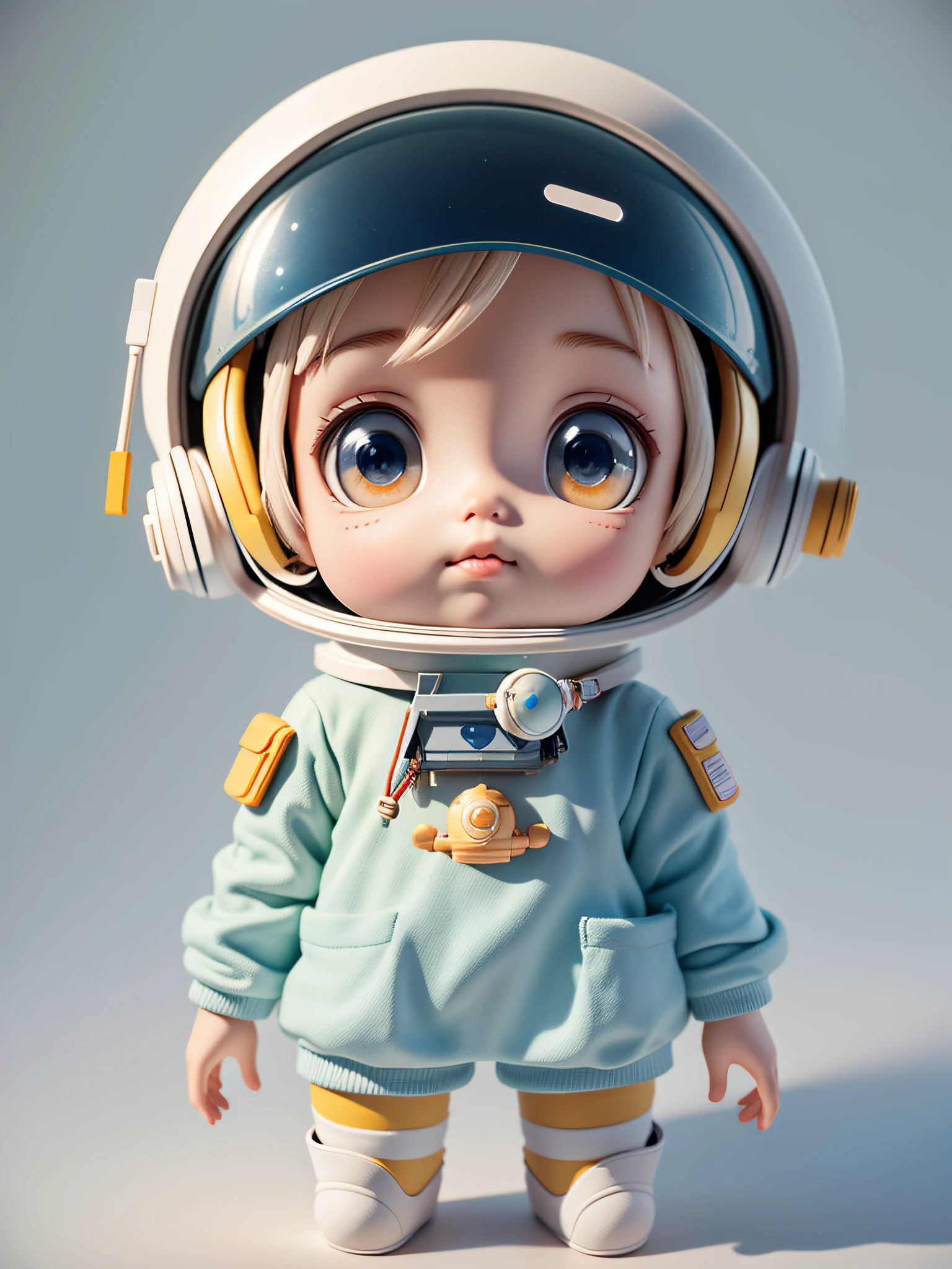 There is a little doll with helmet and helmet, cute 3d rendering, little astronaut looking up, portrait anime space cadet boy, cute 3d anime boy rendering, cute detailed digital art, male explorer mini cute boy, 3d rendering stylized, 3d rendered character art 8k, cute digital painting, anime style 3d, super detailed rendering