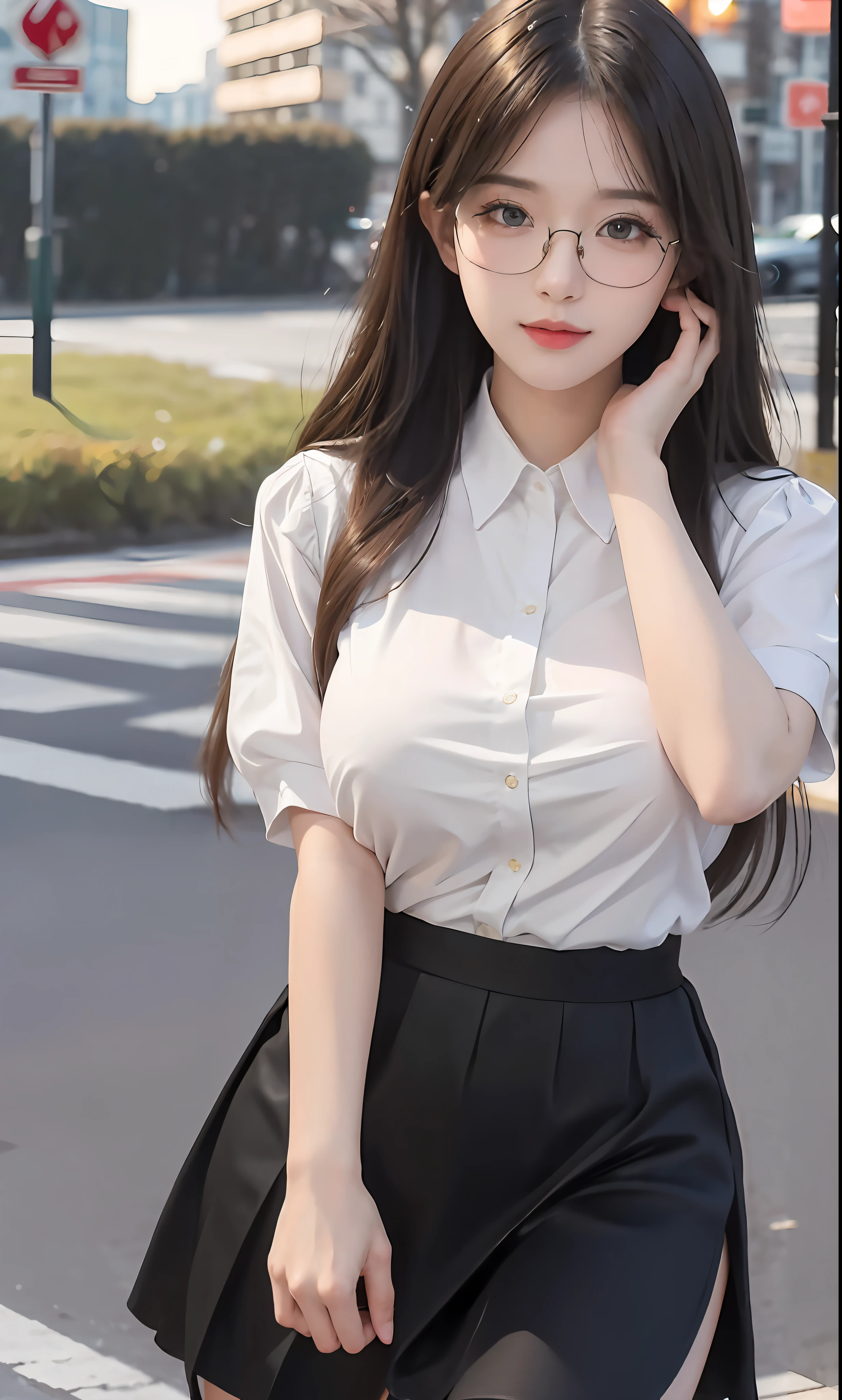 ulzzang-6500-v1.1, (raw photo:1.2), (photorealistic:1.4), beautiful detailed girl, very detailed eyes and face, beautiful detailed eyes, ridiculous, incredibly ridiculous, huge file size, super detailed, high resolution, very detailed, best quality, masterpiece, ((fashion clothing with diverse colors)), illustration, very detailed, CG, unified, 8k wallpaper, amazing, fine detail, masterpiece ,best quality, very detailed CG uniform 8k wallpaper, light on face, movie lighting, 1girl, , long white hair, side splits, (big breasts), (no panties)), (glasses), ((dynamic pose))), ((sexy pose))), (camel toe), (half), (pantyhose)), ((black hip skirt))