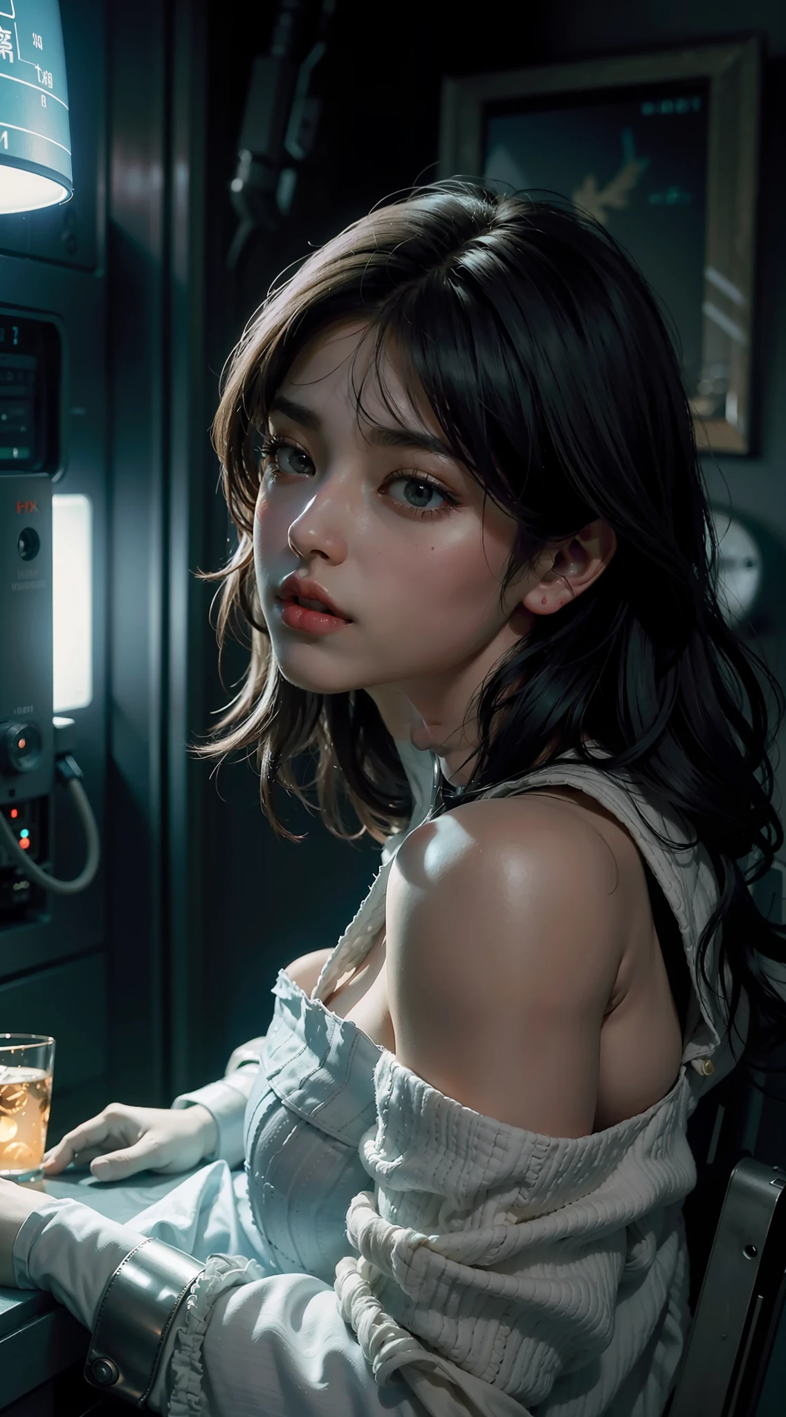 arafed woman beautiful asian girl, ig model | artgerm, asian girl, black haired girl wearing hoodie, korean girl, g(Best Quality, 8k, 32k, Masterpiece, UHD:1.3), (Photo of Attractive Japanese Woman), 1 Girl, ((Big Boobs:1.4)), (long wavy hair), Abs, Perfect Body, Ultra Detailed Face, Detailed Lips, Fine Eyes, double eyelids, pajamas, on the bed, (seductive), ((aroused:1.5)), ((areolae slip)), ((in heat)), ((milf)) sexy girl, busty, beautiful asian girl, gorgeous chinese model, jaw-dropping beauty, girl in mecha cyber armor, ferra white mecha, female mecha, mechanized valkyrie girl, beutiful white girl cyborg, armor girl, clothed in sci-fi military armor, scifi woman, in white futuristic armor, gorgeous female paladin, mechanized soldier girl
